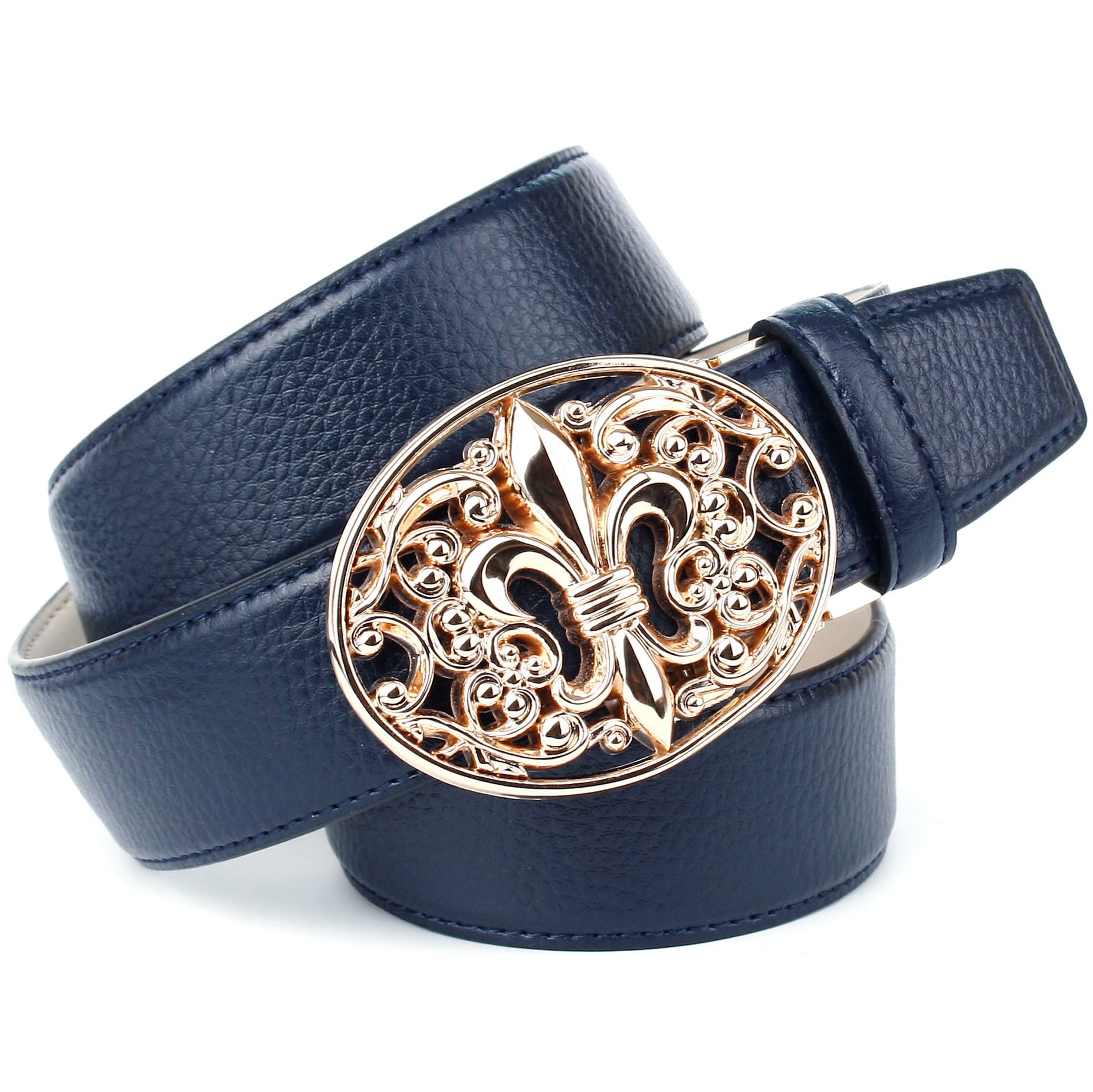 Image of Anthoni Crown Ledergürtel, mit Lilien-Schnalle in goldfarben bei Ackermann Versand Schweiz