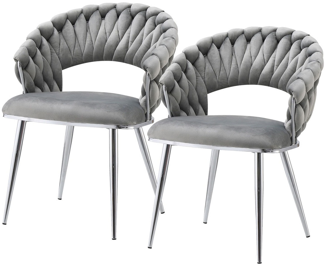 Kayoom Polsterstuhl »Stuhl Finesse 125 2er-Set, TOPSELLER! Flechtverarbeitung am Rücken«, (Set), 2 St., 2-er Set, angesagter Flechtoptik, bequem und stabil