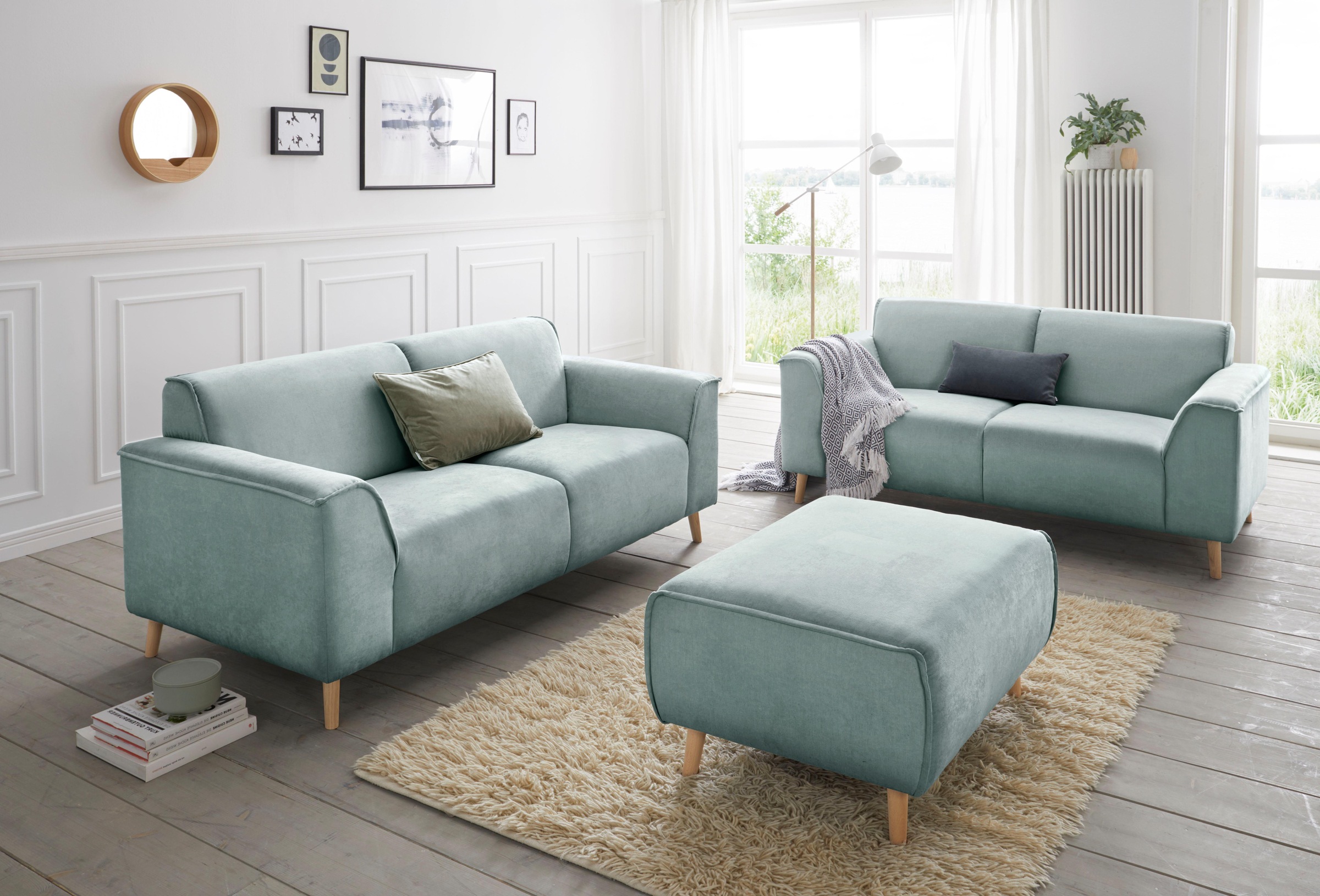 Home affaire 2-Sitzer "Janek Scandic Design, elegant und zeitlos" mit Federkern und Keder in scandinavischem Design
