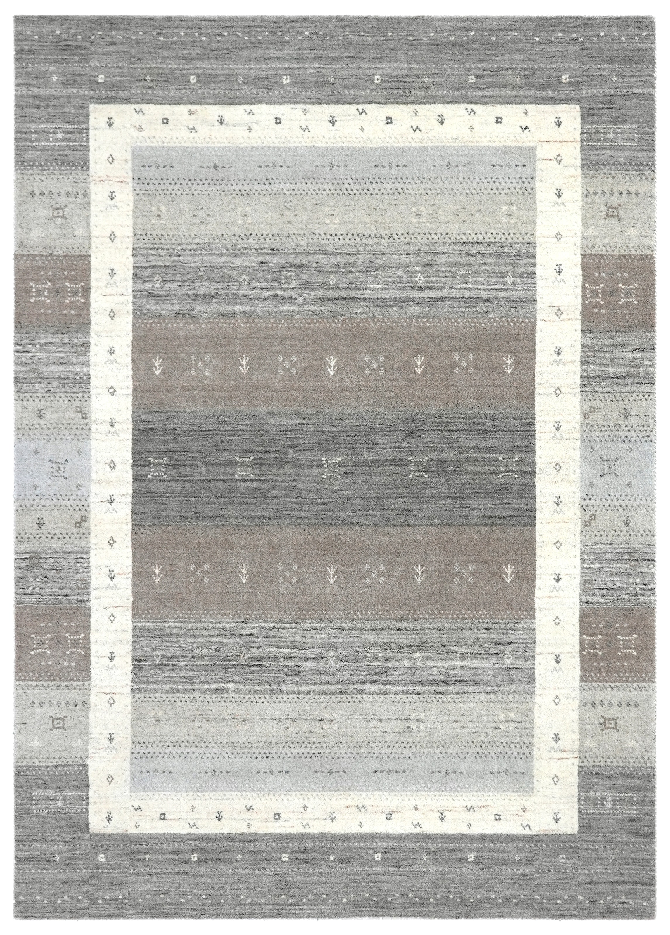THEKO Tapis en laine »Memu ZO-7406-24« Rectangulaire 12 mm Höhe Gabeh Design, reine Wolle, besonders flach, handgewebt, warme Farben
