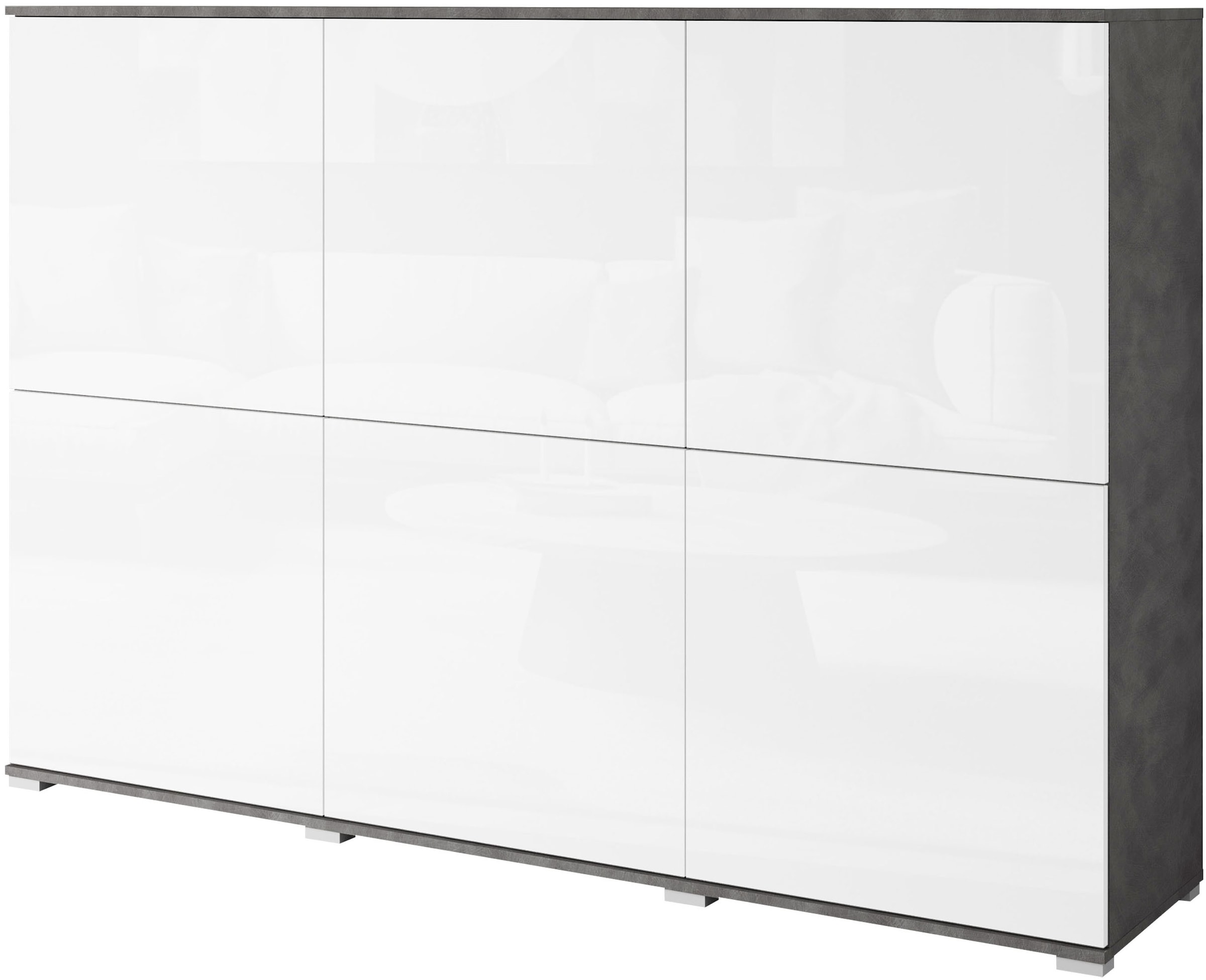 GOODproduct Highboard »Kenia, moderne grifflose Hochkommode mit 6 Türen, Breite 180 cm« 1 Stk. tlg. Push-to-Open-Fronten, höhenverstellbaren Einlegeböden