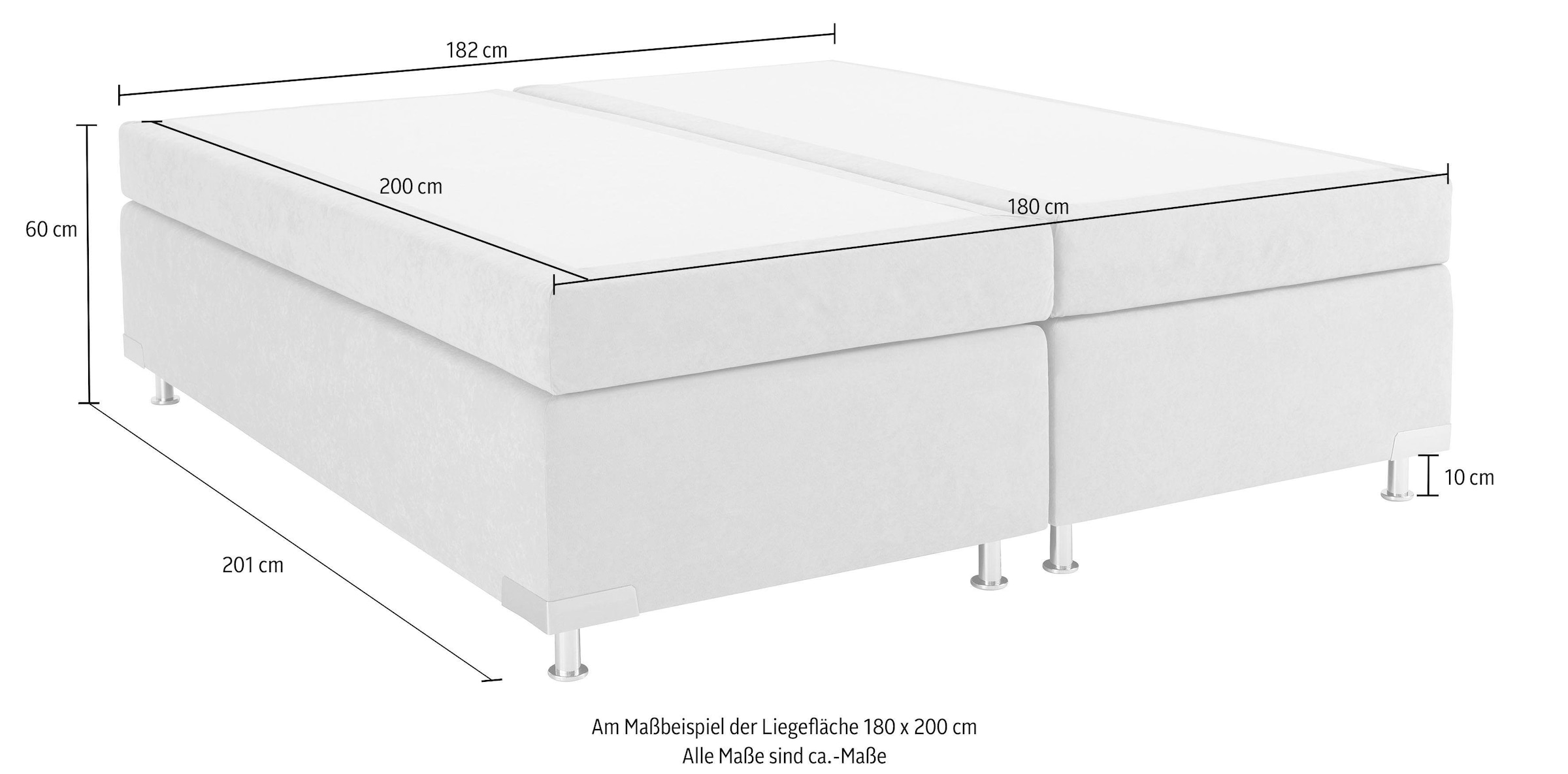 Westfalia Schlafkomfort Boxspringbett »Holland«, ohne Kopfteil, frei im Raum stellbar