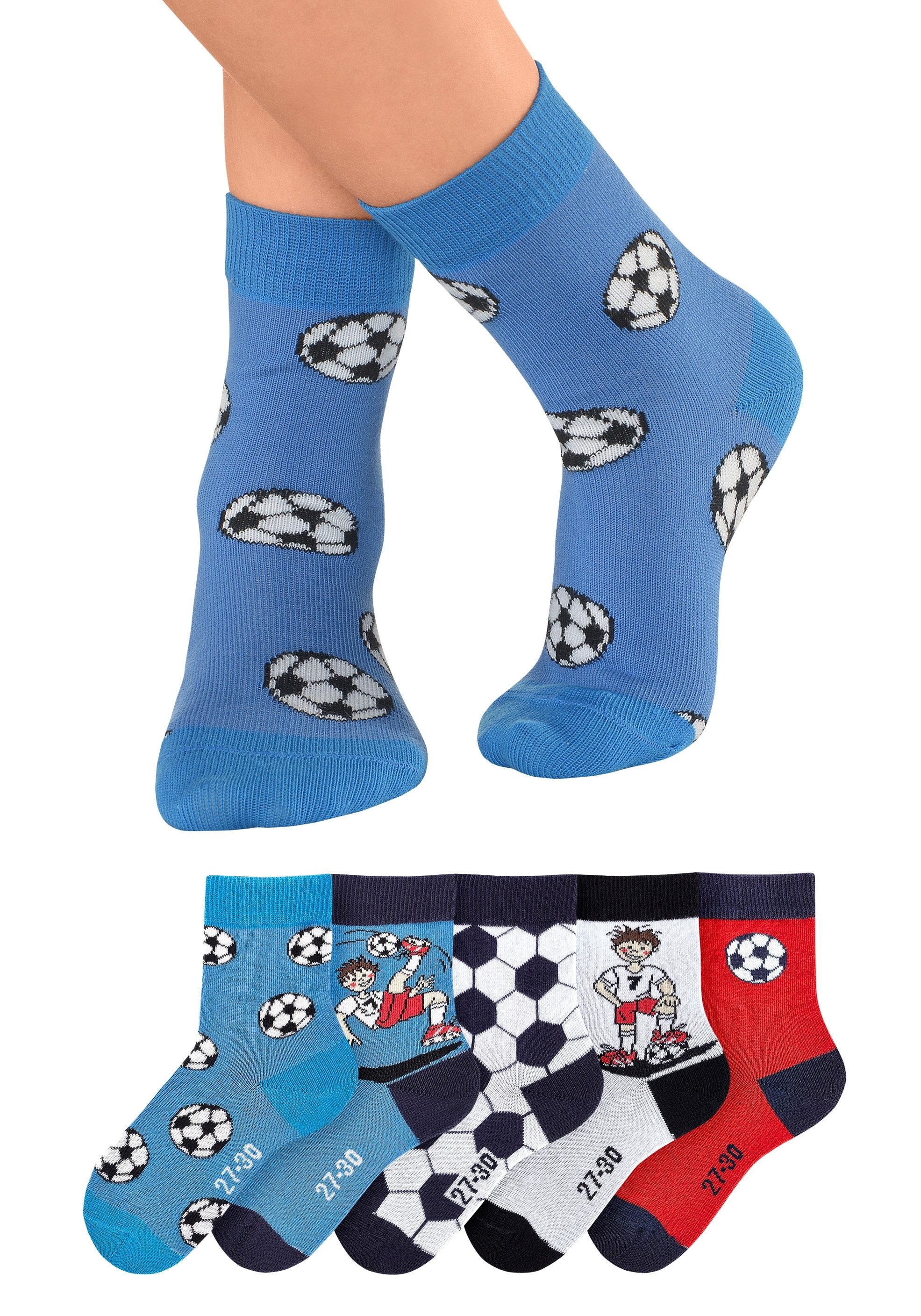 H.I.S Socken, (Packung, 5 Paar), mit Fussballmotiven