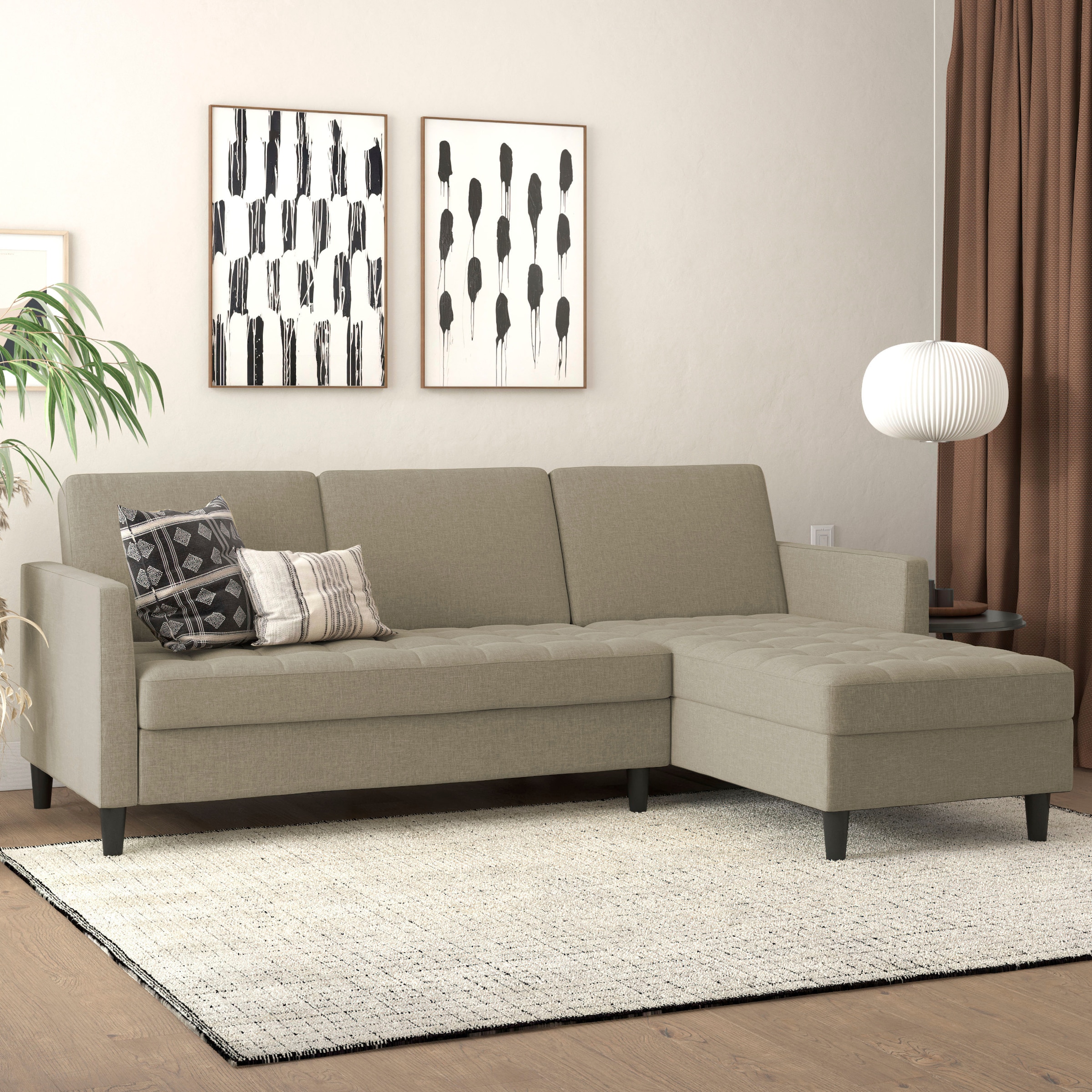 Dorel Home Ecksofa »Presley, L-Form,«, Ecksofa mit Bett-Funktion und Stauraum, verstellbare Rückenlehne