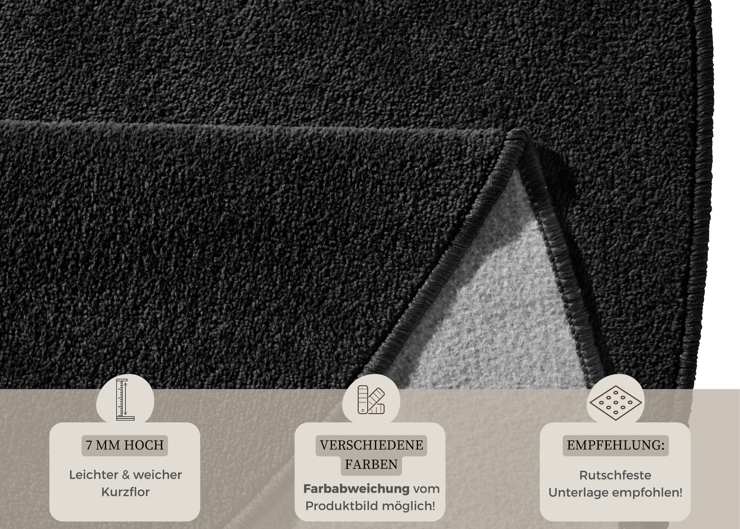 HANSE Home Teppich »Fancy«, rund, 7 mm Höhe, Kurzflor, Weich, Einfarbig, Wohnzimmer, Schlafzimmer, Esszimmer