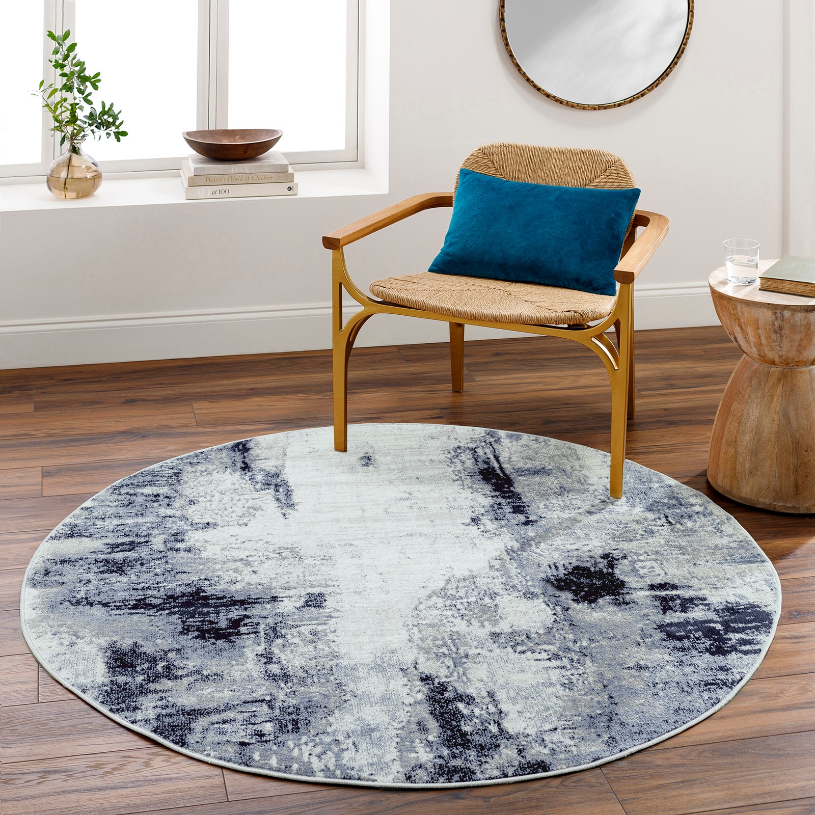 Image of Livabliss Teppich "HELSINKI" rund 11 mm Höhe Designerteppich in Marmor Optik, Kurzflor Wohnzimmerteppich/Läufer