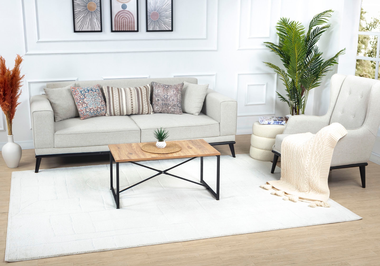 Livabliss Tapis »CAGLIARI« Rectangulaire 14 mm Höhe Skandi Design, Modern Boho Kurzflor Wohnzimmerteppich, Schlafzimmer