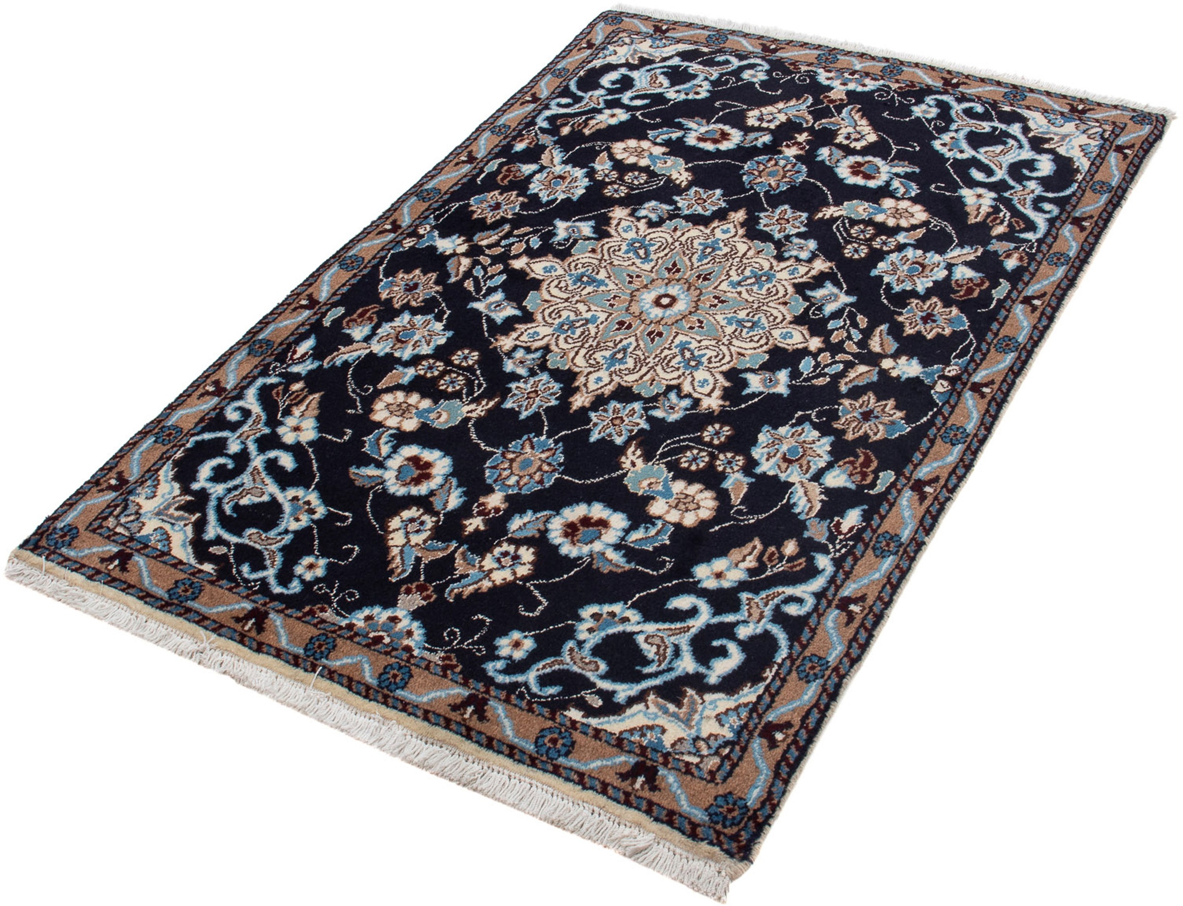 Image of morgenland Orientteppich »Perser - Nain - 133 x 85 cm - dunkelblau«, rechteckig, 10 mm Höhe, Wohnzimmer, Handgeknüpft, Einzelstück mit Zertifikat bei Ackermann Versand Schweiz