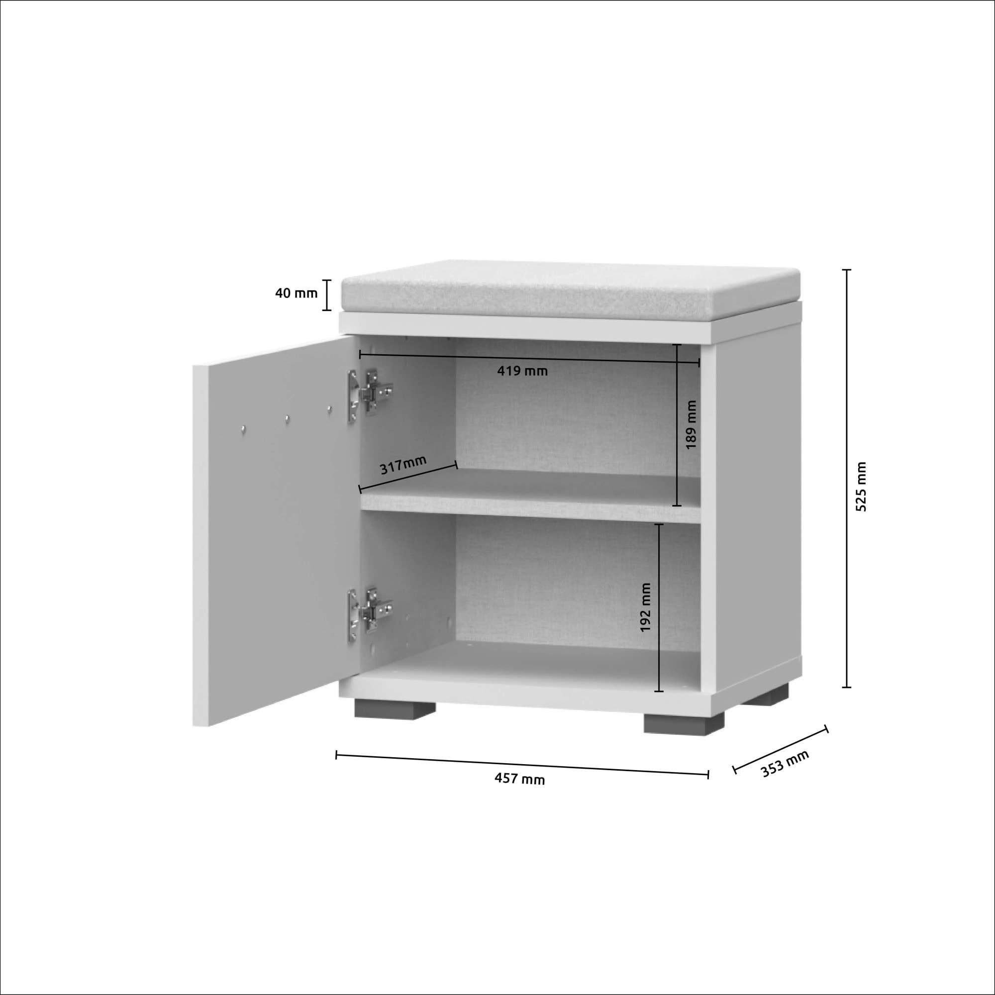 GOODproduct Schuhbank »Opera, Schuhschrank, Schuhregal, Schuhtruhe, Breite 46 cm« 1 Stk. tlg. mit Sitzkissen, UV-lackiert, hochwertige Beschläge, Kaschmirfarbe