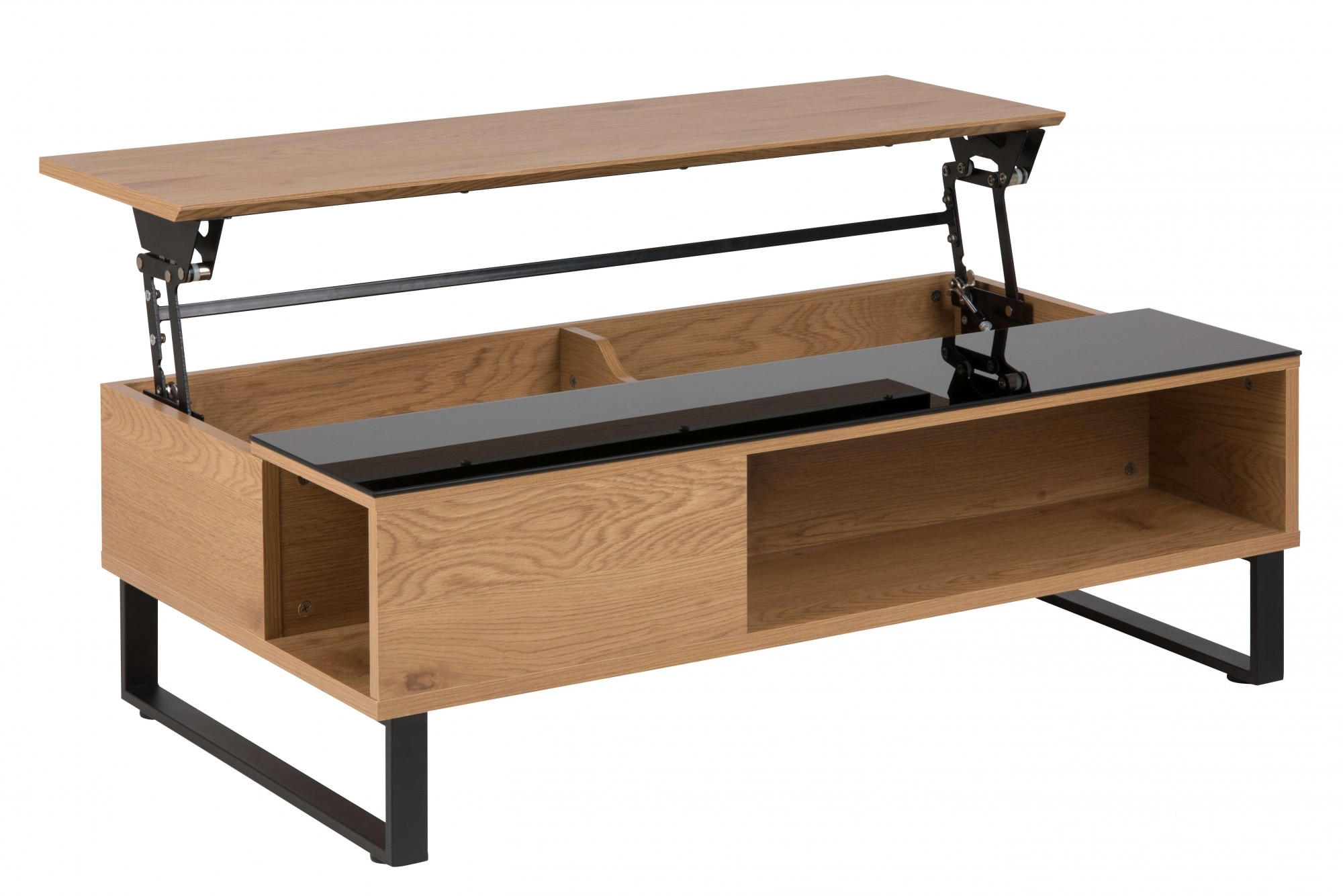 ACTONA GROUP Couchtisch »Azalea« Sofatisch, Kaffeetisch, Glas, Kufengestell, Höhenverstellbar, Stauraum