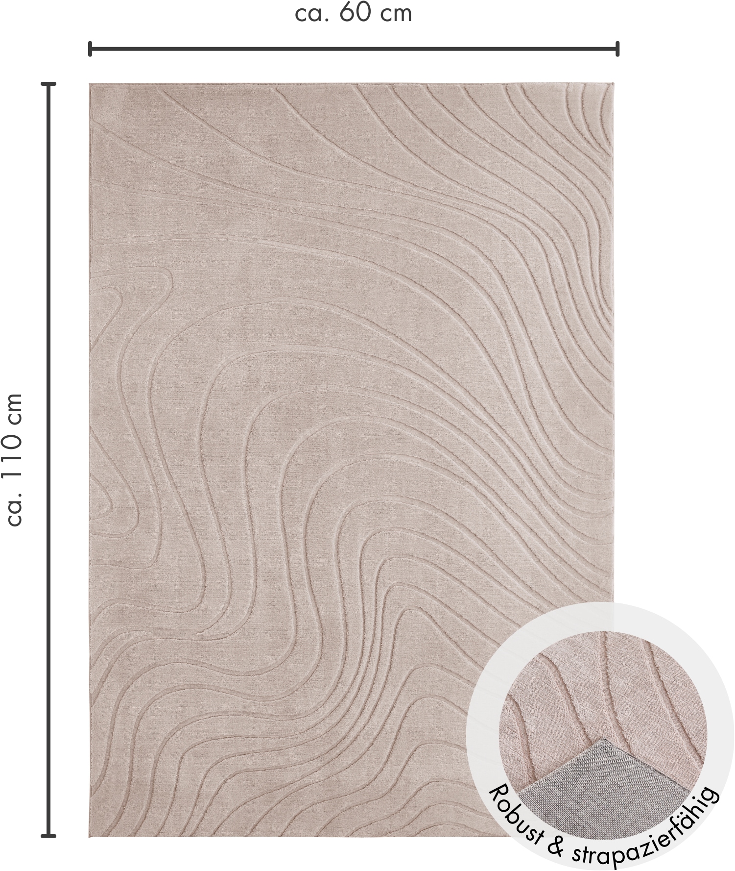 Andiamo Teppich »Dale« rechteckig 10 mm Höhe Uni Farben, Hoch-Tief-Struktur, Carving-Effekt, Wohnzimmer