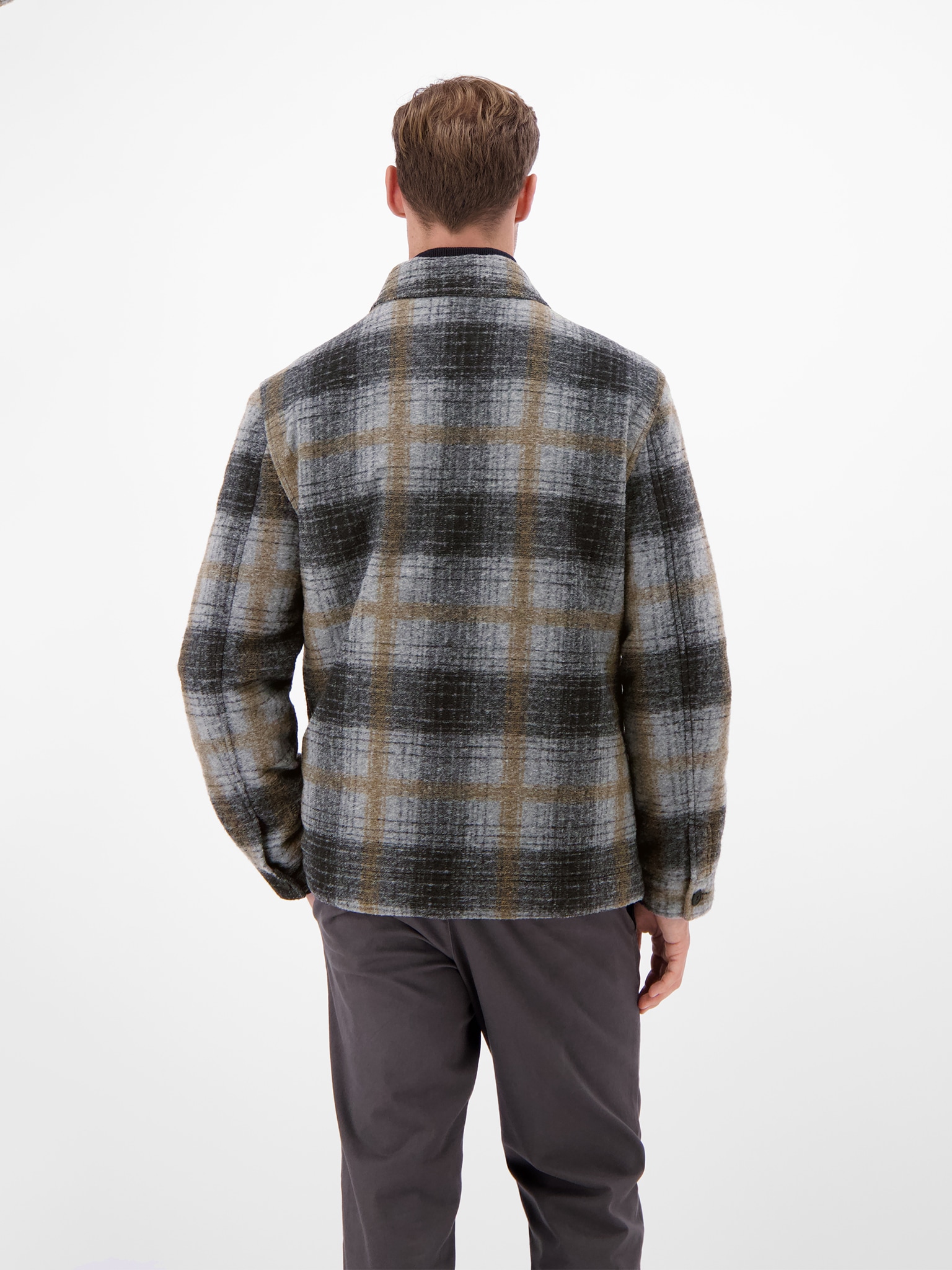 LERROS Blusenjacke ohne Kapuze Overshirt kariert, mit Reissverschluss