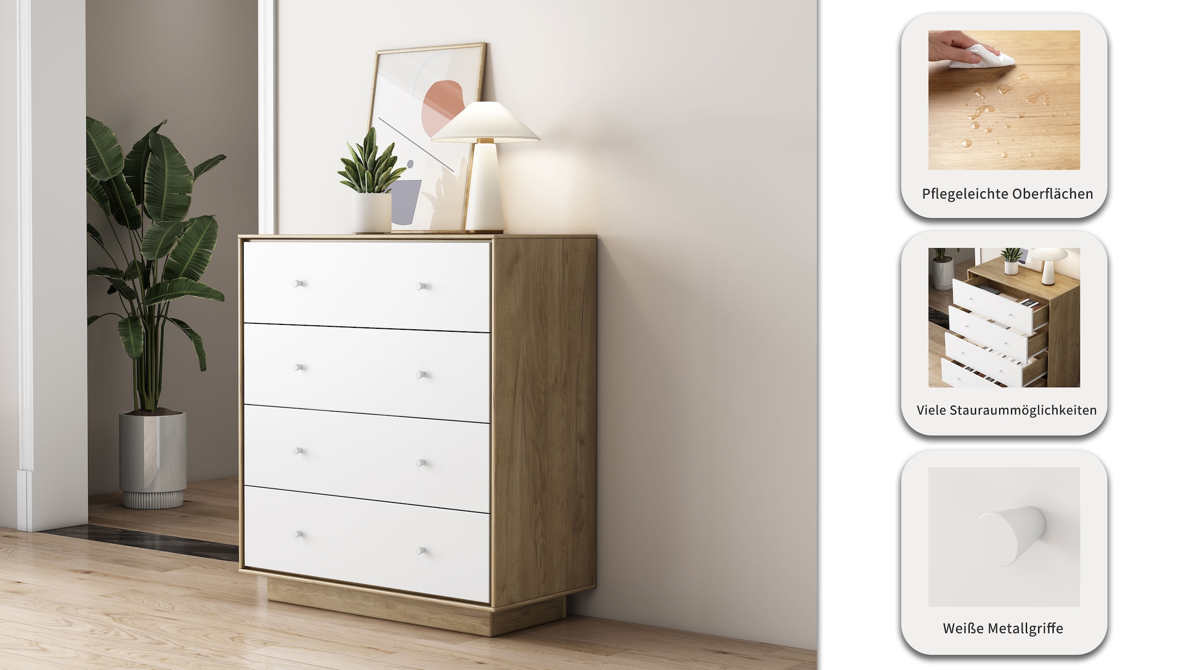 GOODproduct Kommode »Blaire« kratzfeste Melaminoberfläche, ABS-Kanten und FSC-zertifiziertem Holz