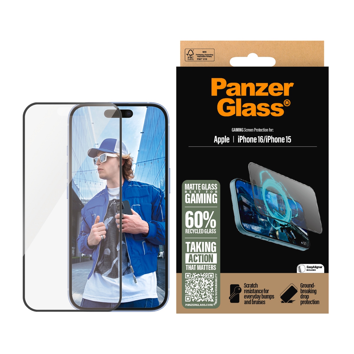 Image of PanzerGlass Displayschutzglas "Gaming Screen Protection" für Apple iPhone 16;Apple iPhone 15 Displayschutzfolie, Schutzfolie, Bildschirmschutz, kratz- & stossfest