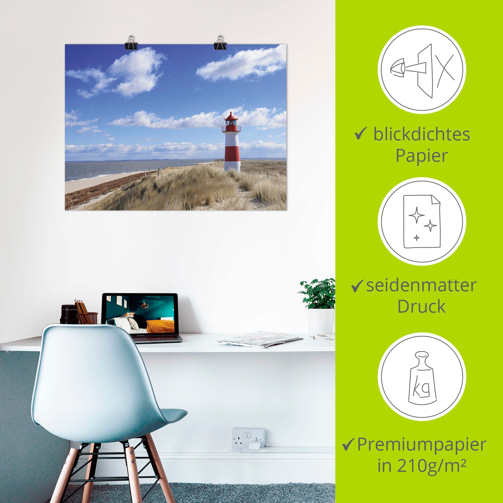 Artland Tableau sur toile »Leuchtturm Sylt« 1 cuis tlg. als Leinwandbild, Poster in verschied. Grössen