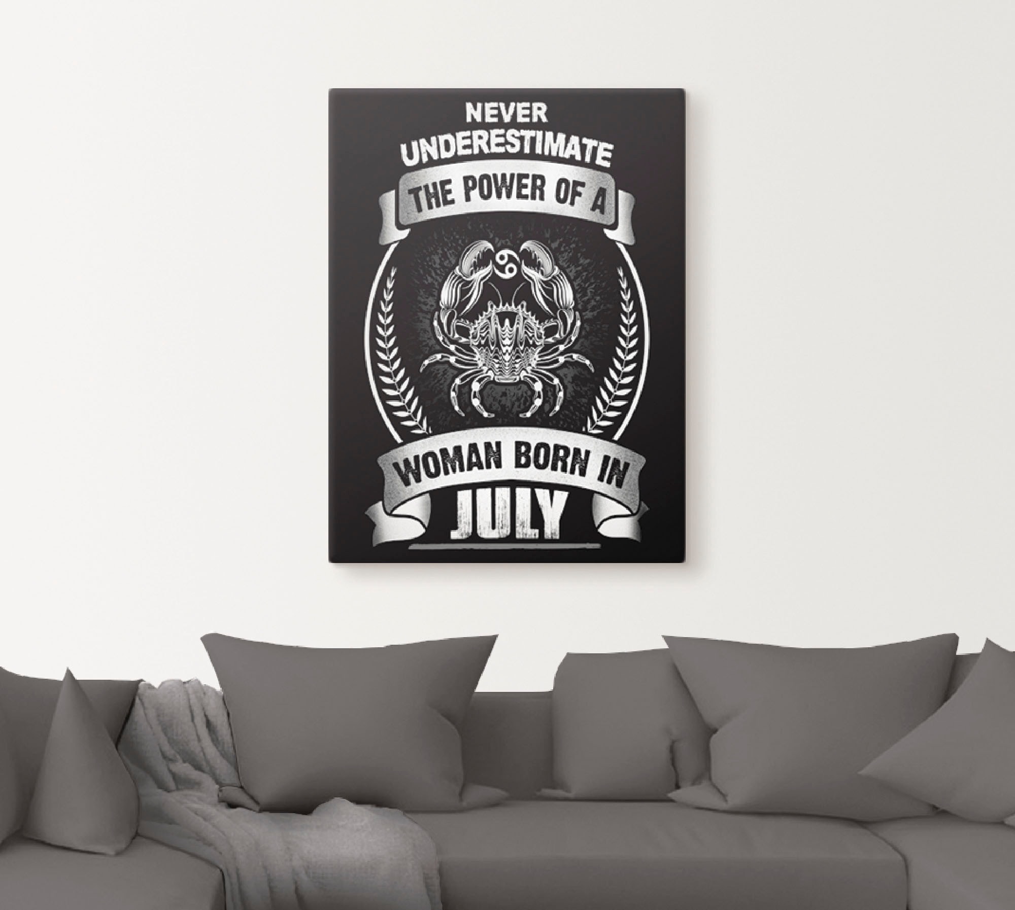 Artland Tableau sur toile »Sternzeichen Mottospruch Juli« 1 cuis tlg. auf Keilrahmen gespannt