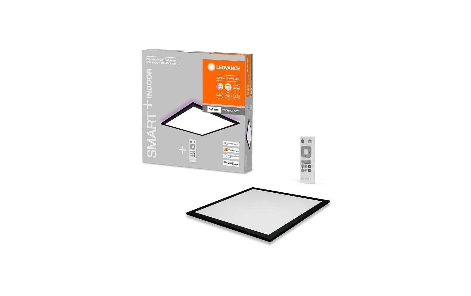   LED Deckenleuchte »SMART+ Planon Plus Backlight 45x45cm, RGBTW, sw« Farbwechsler | Kaltweiss | Neutralweiss | Tageslichtweiss | Warmweiss