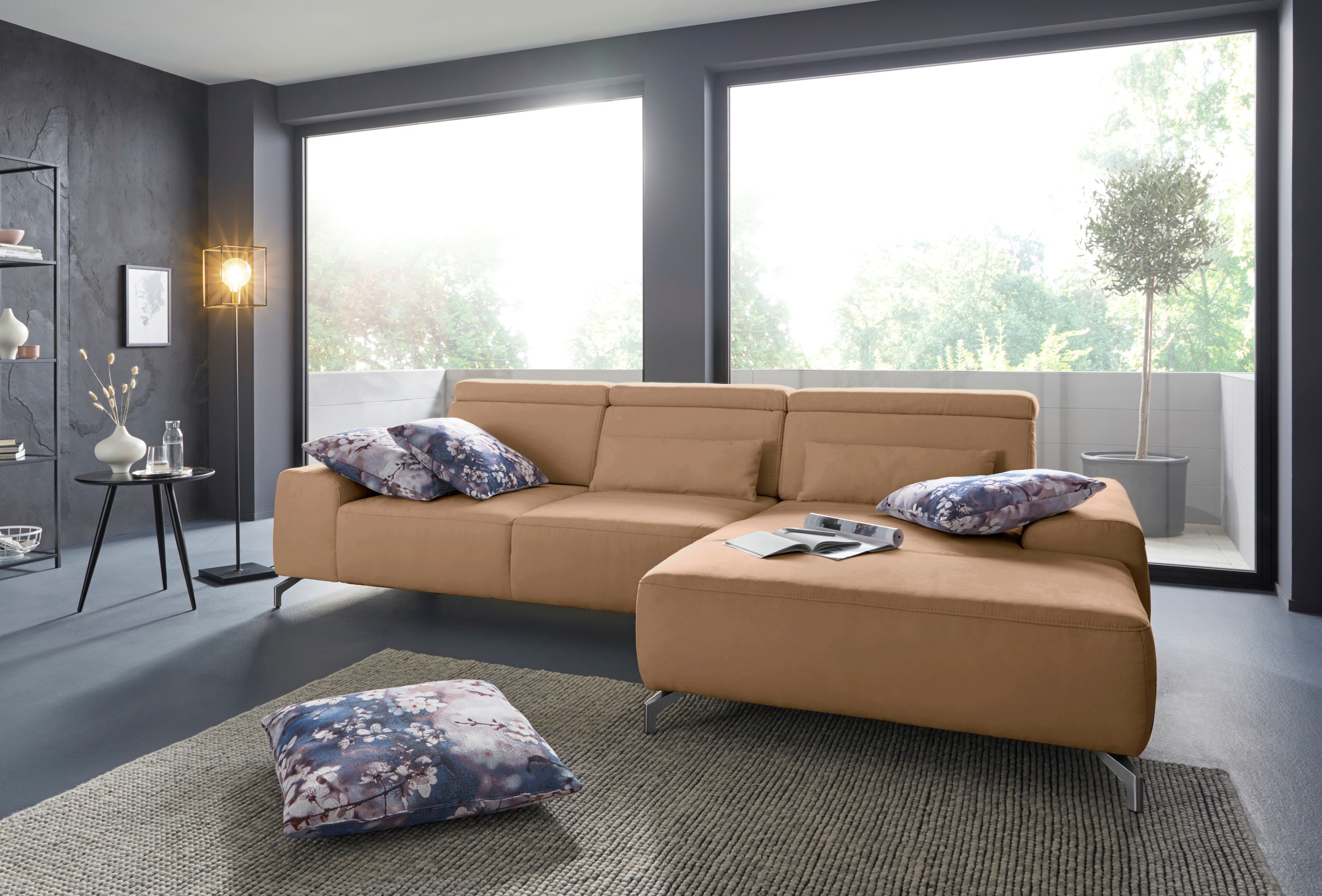 sit&more Ecksofa »Gizeh L-Form« Fusshöhe 12 cm, inklusive Sitztiefenverstellung und Kopfteilverstellung