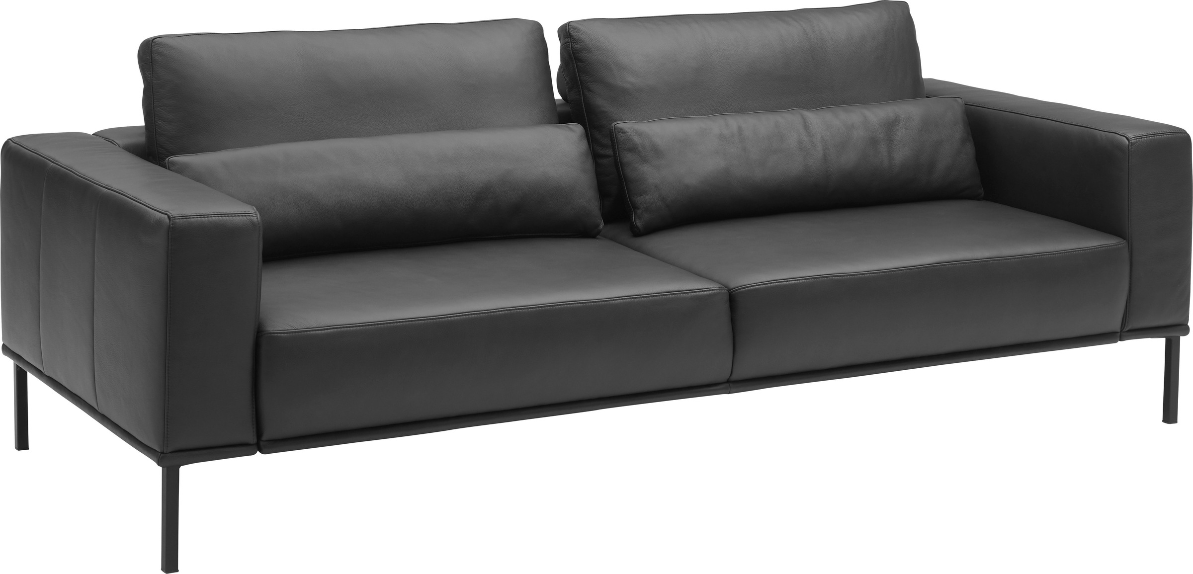 Musterring 2,5-places »JustB!PM100, 202 cm breit, aus hochwertigem Leder« au choix avec coussin lombaire et extension de siège motorisée, pied en métal noir