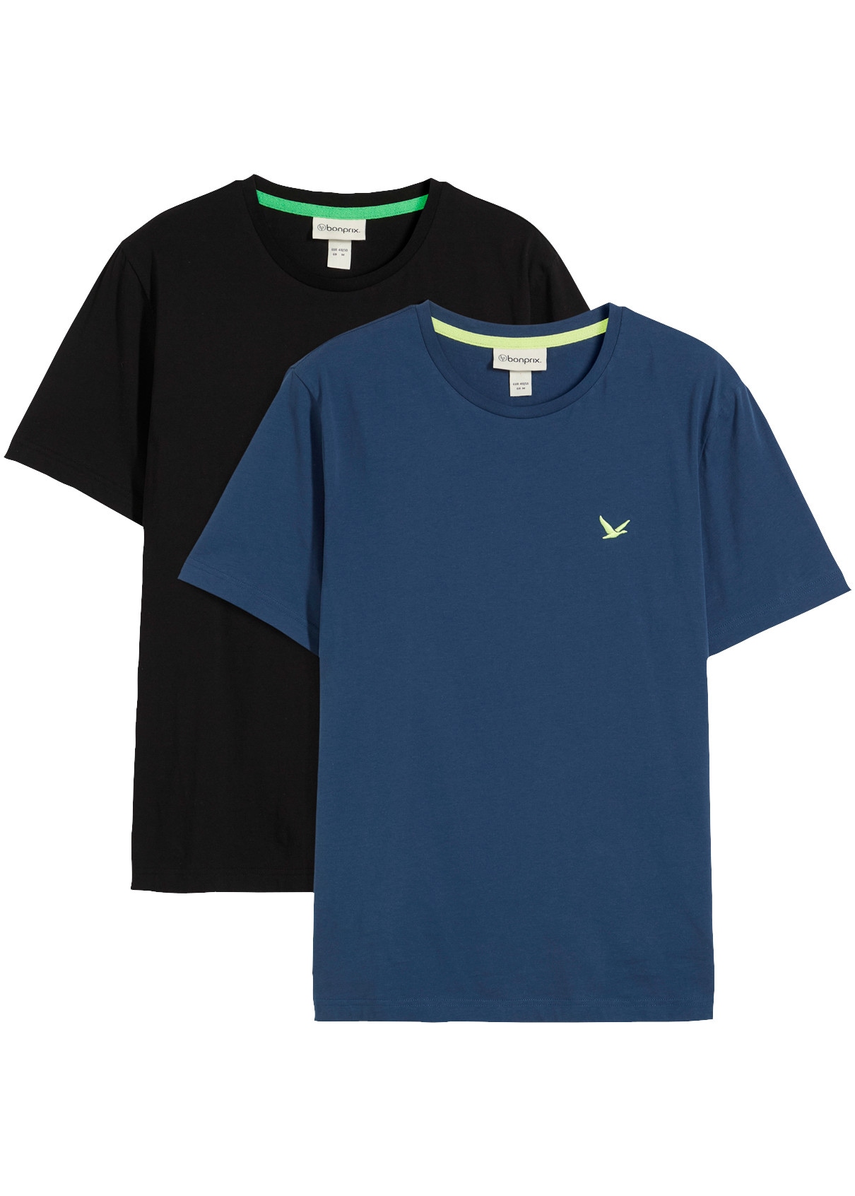 Image of bonprix T-Shirt Packung, 2er, aus Baumwolle, reguläre Passform, mit kleiner Bruststickerei