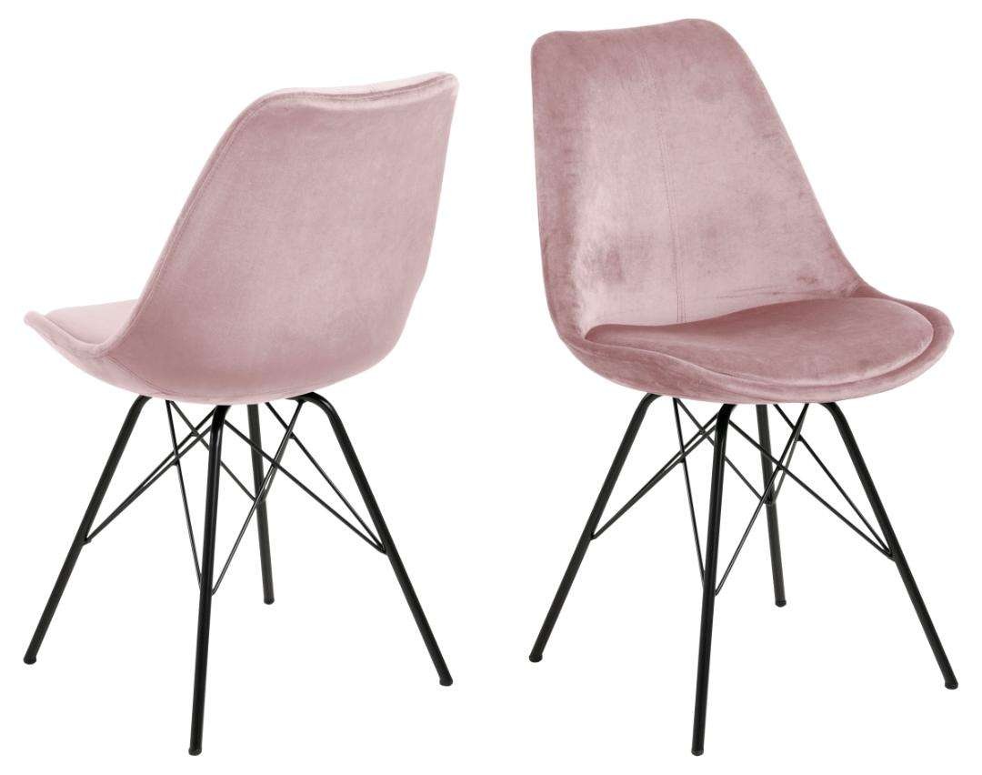 Image of ACTONA GROUP Esszimmerstuhl "Esstischstuhl Eris - modern und stilvoll in verschiedenen Farben" (Set) 2 Stk.Stoff dusty rose, schwarzes Stahlgestell. 48,5x54x85,5 cm