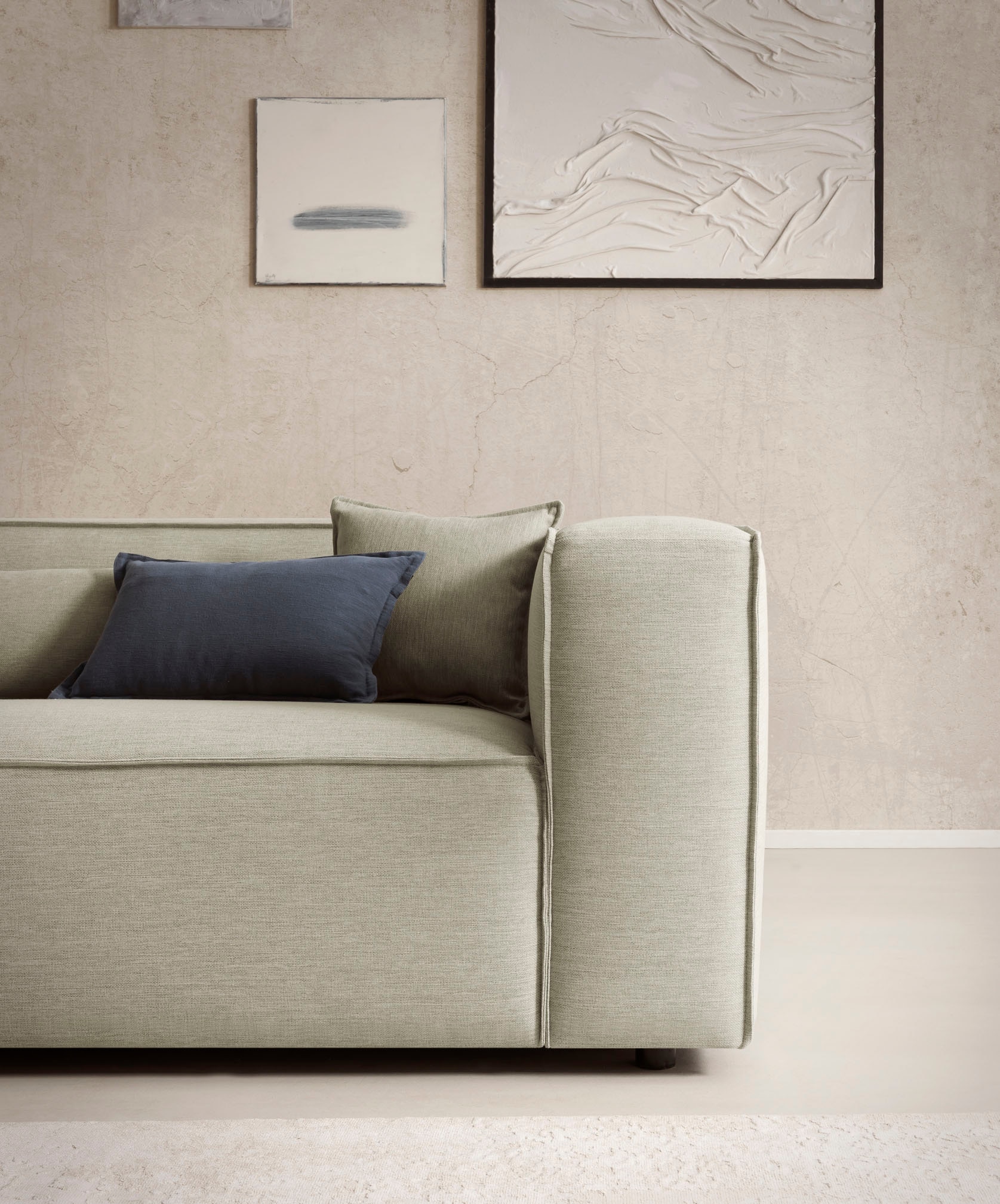 LeGer Home by Lena Gercke Ecksofa »PIARA XXL, Big-Sofa in Cord oder Leinenoptik, L-Form, mit Kedernaht«, wahlweise Ottomane rechts/links, schwarze Füsse, extra tiefe Sitzfläche