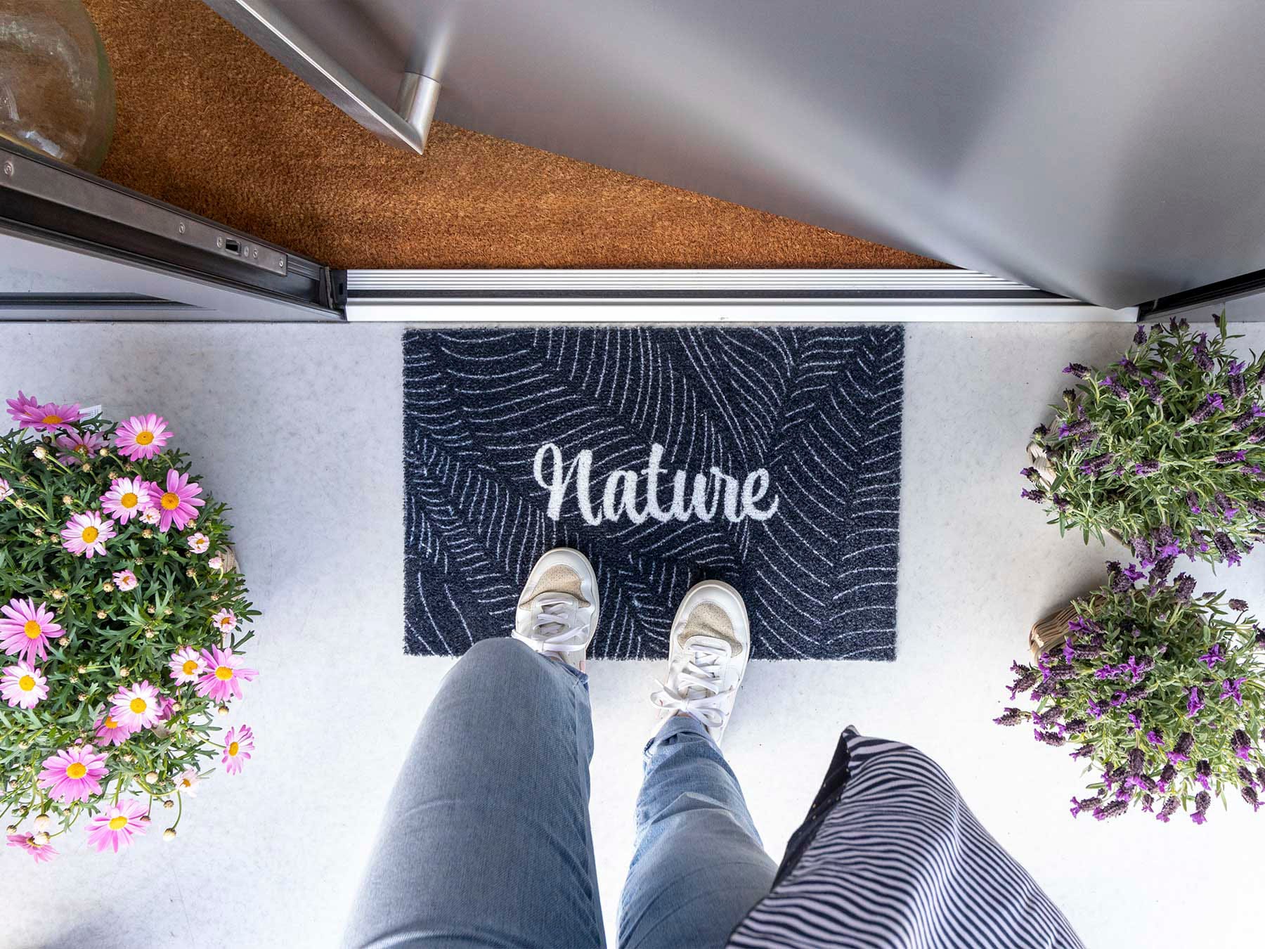 Primaflor-Ideen in Textil Fussmatte »Schmutzfangmatte COUNTRY, Nature«, rechteckig, 7 mm Höhe, Schmutzfangmatte, Kokos-Optik, mit Spruch, rutschhemmend, waschbar