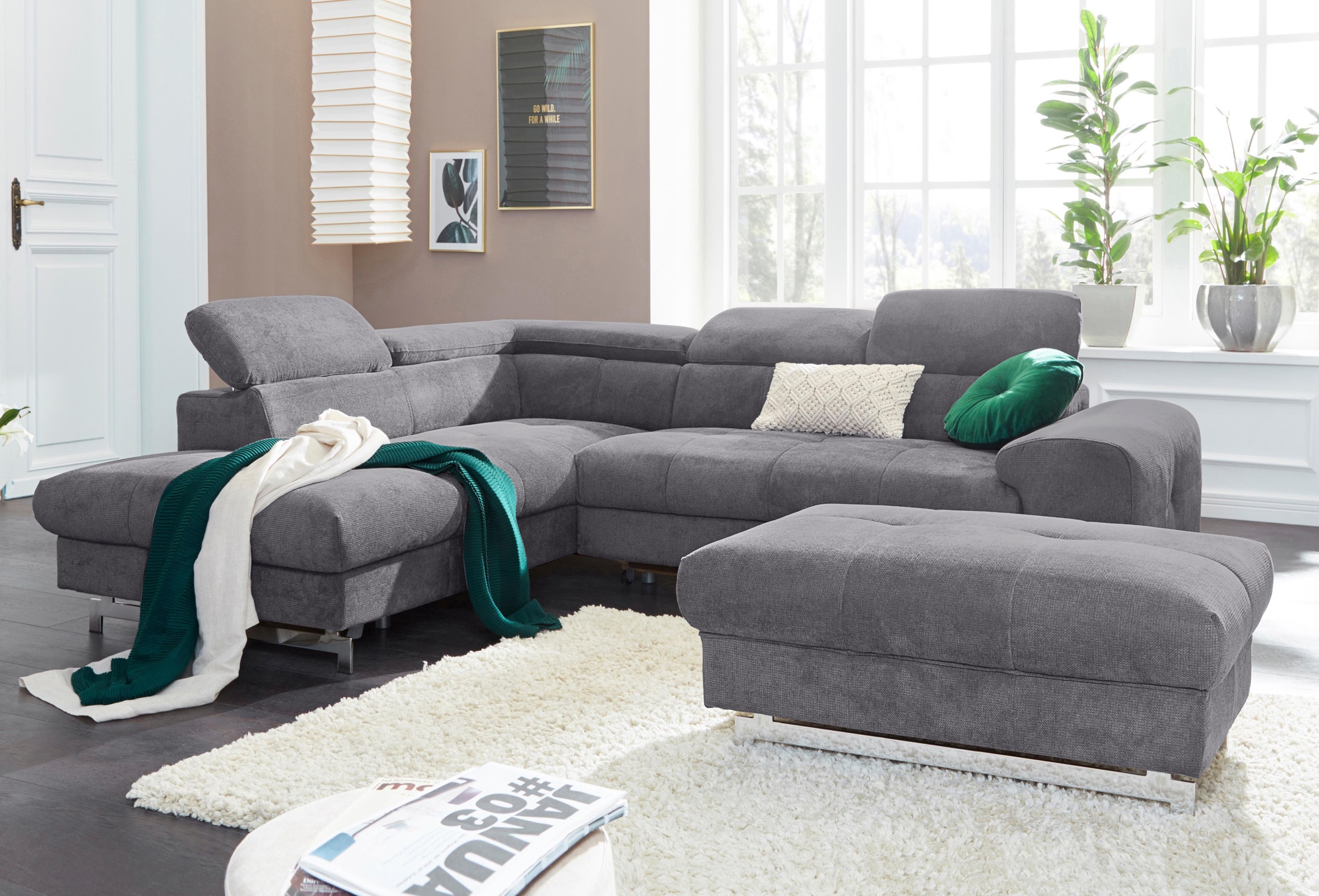 COTTA Ecksofa »Chef L-Form«, mit Kopfteilverstellung, wahlweise mit Bettfunktion