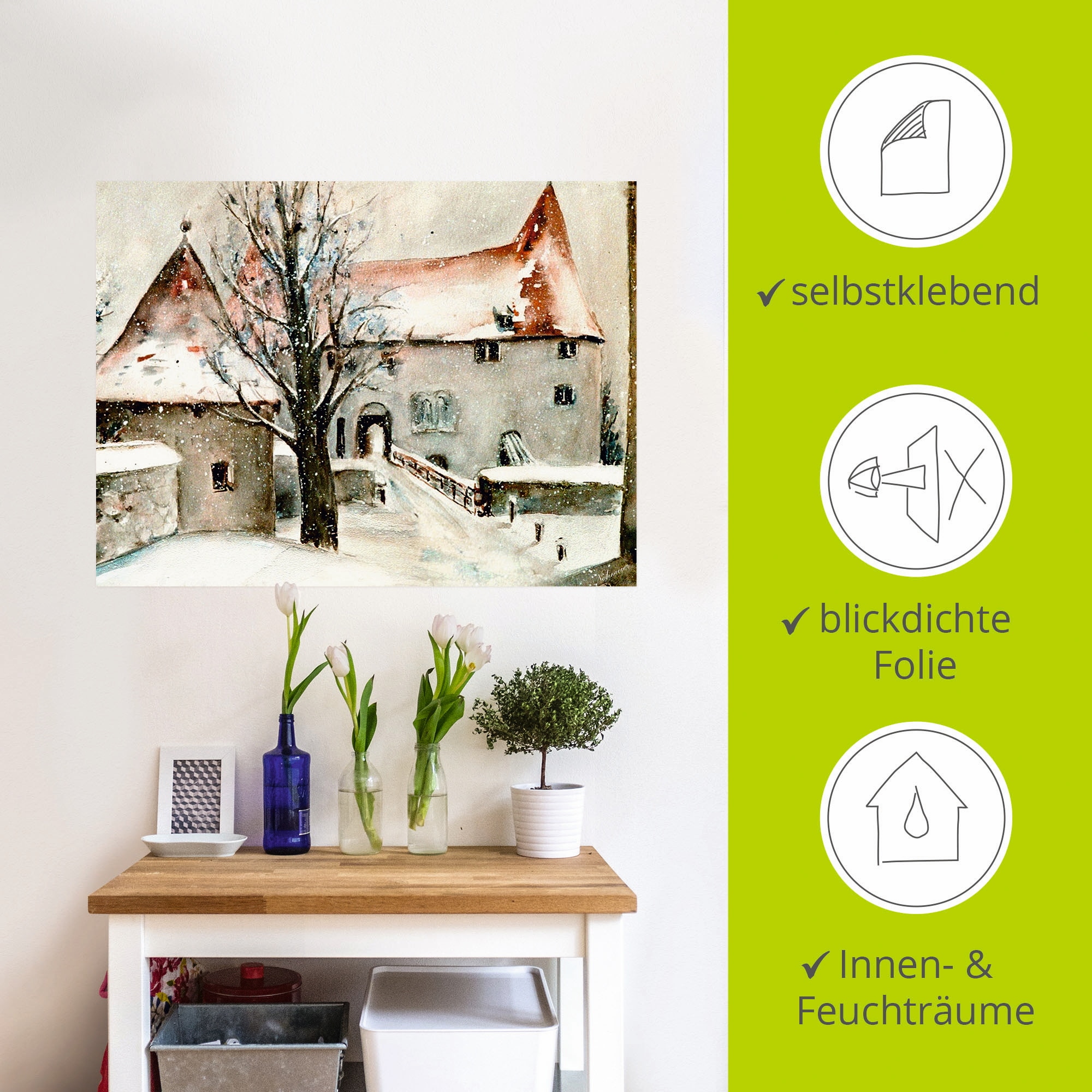 Artland Wandbild »Winter auf der Burg«, Gebäude, (1 St.), als Leinwandbild, Poster, Wandaufkleber in verschied. Grössen