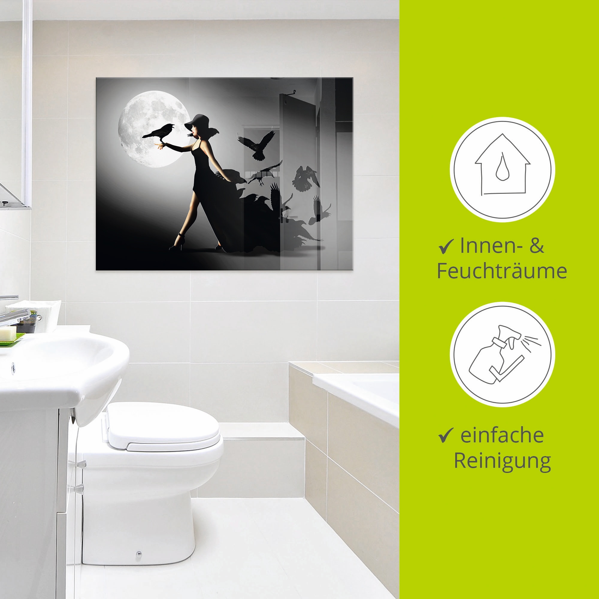 Artland Glasbild »Die Frau mit den Raben«, Animal Fantasy, (1 St.), in verschiedenen Grössen