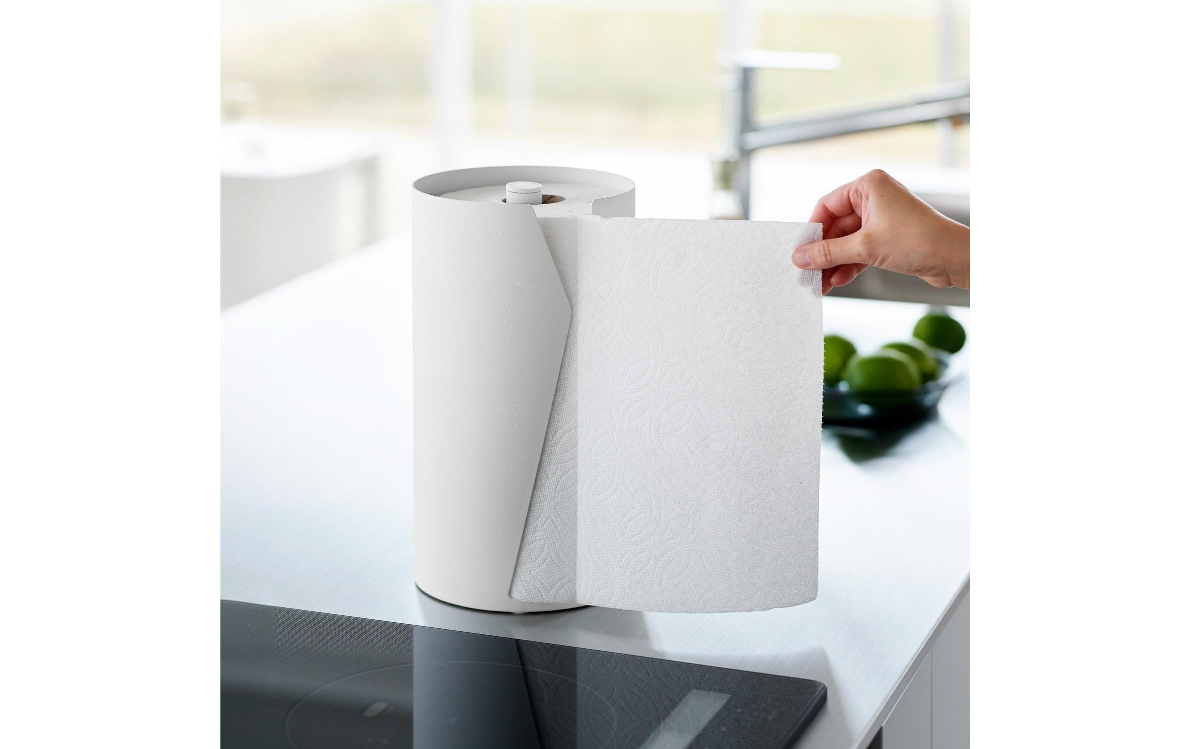 Yamazaki Porte-rouleau de cuisine »Tower 16 x 16 x 30.2 cm« Runder Küchenrollenhalter aus Stahl mit beschwerter Basis