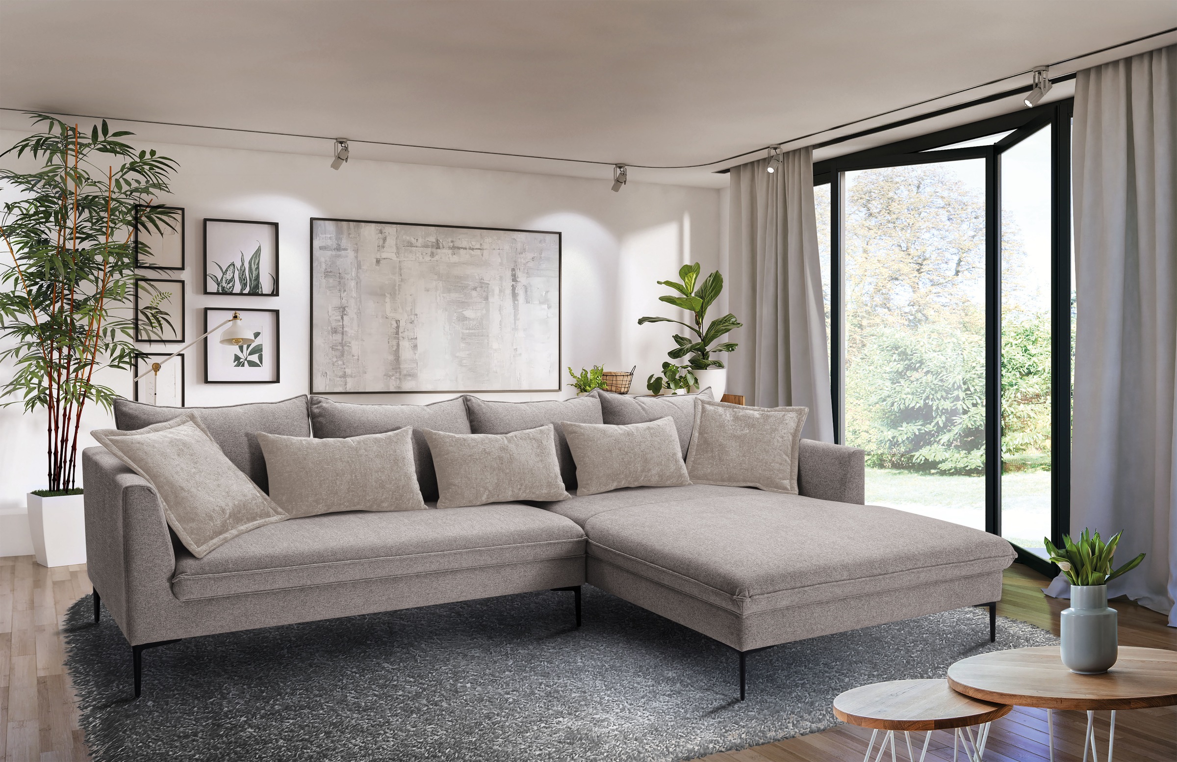 exxpo - sofa fashion Ecksofa »Piazza, elegant und edel, Designsofa mit tollem Sitzkomfort,«, (2 St.), Longchair Ecke in hochwertiger Verarbeitung, Stellmasse 321x187cm