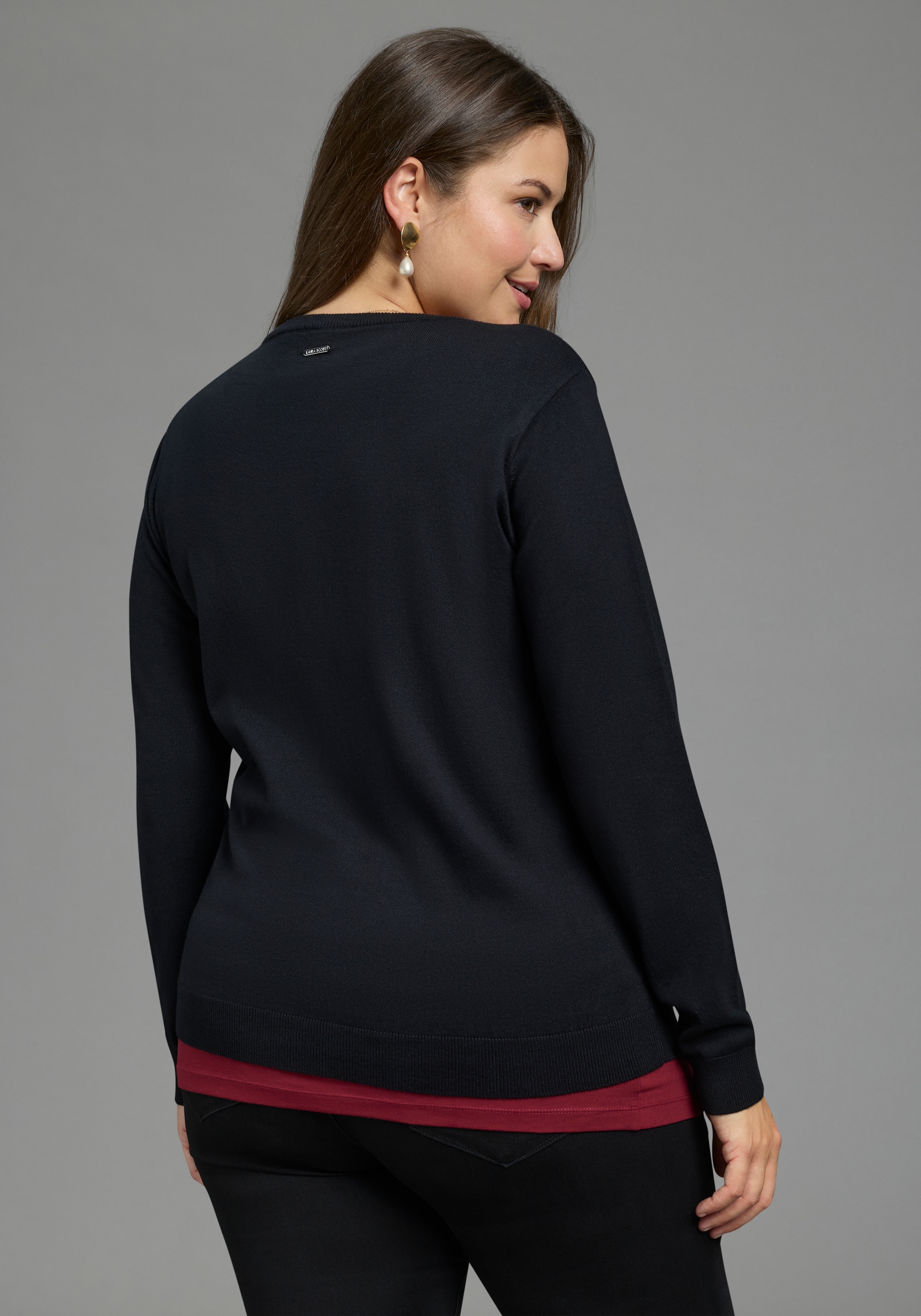 Laura Scott CURVE Veste en tricot »Grosse Grössen« forme longueur hanches, coupe fluide, col rond