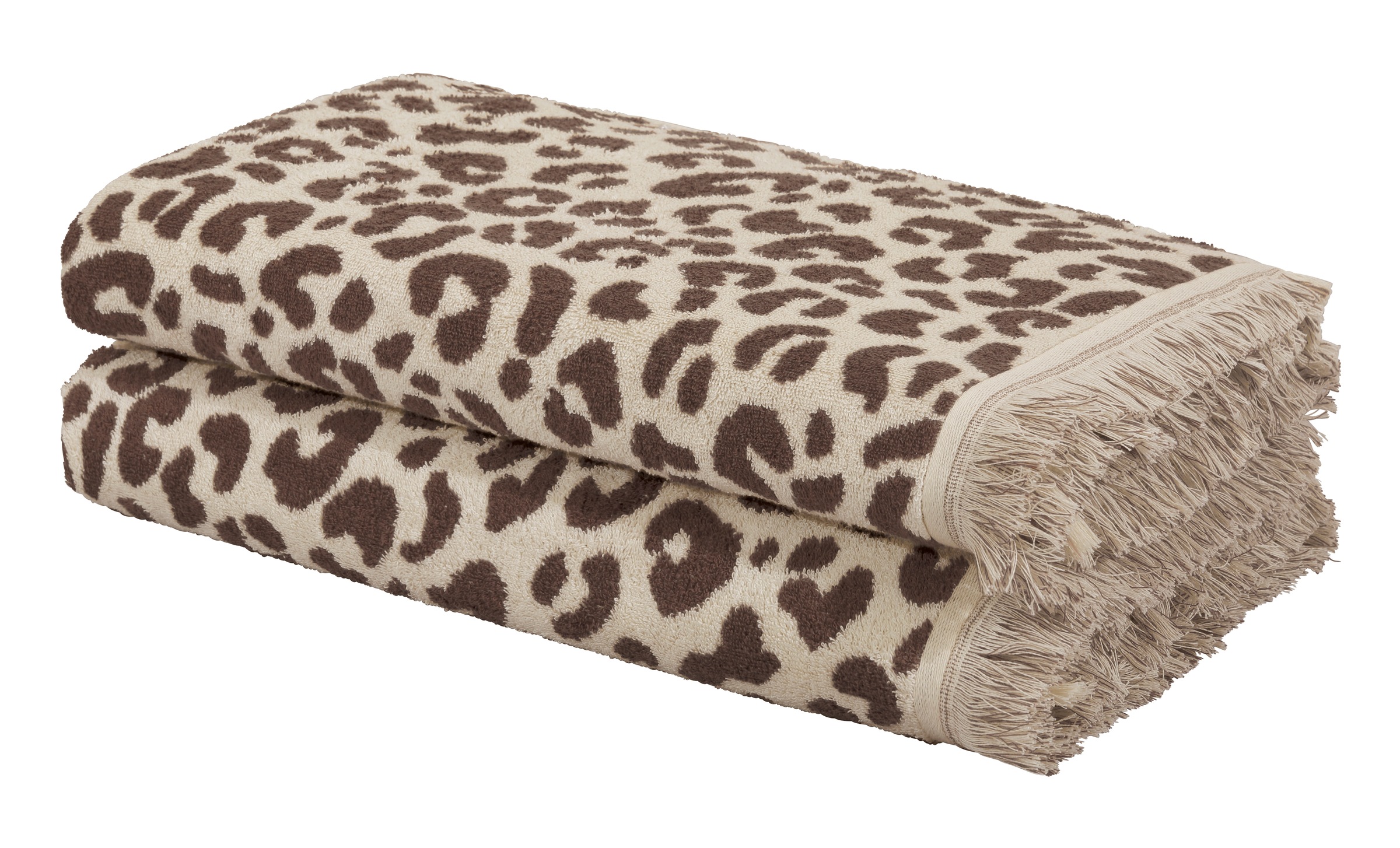 Image of GOODproduct Strandtuch "Tiffani, Leopardenmuster, Premium Strandtücher 2-tlg, 500 gr/m²" 90x180 cm, Animal Print, Leo, modern, Urlaub, mit Fransen