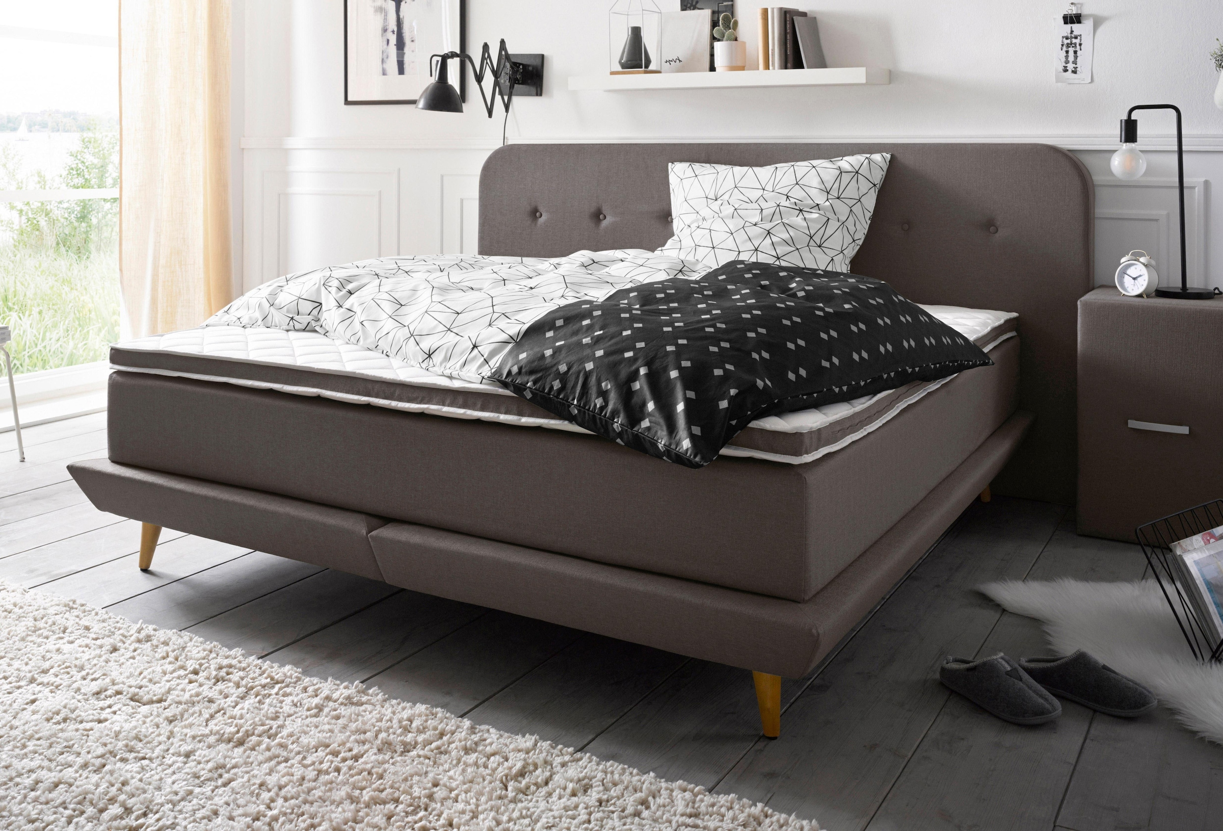 andas Boxspringbett »Premium«, Steppung mit Knopfheftung, inkl. Topper