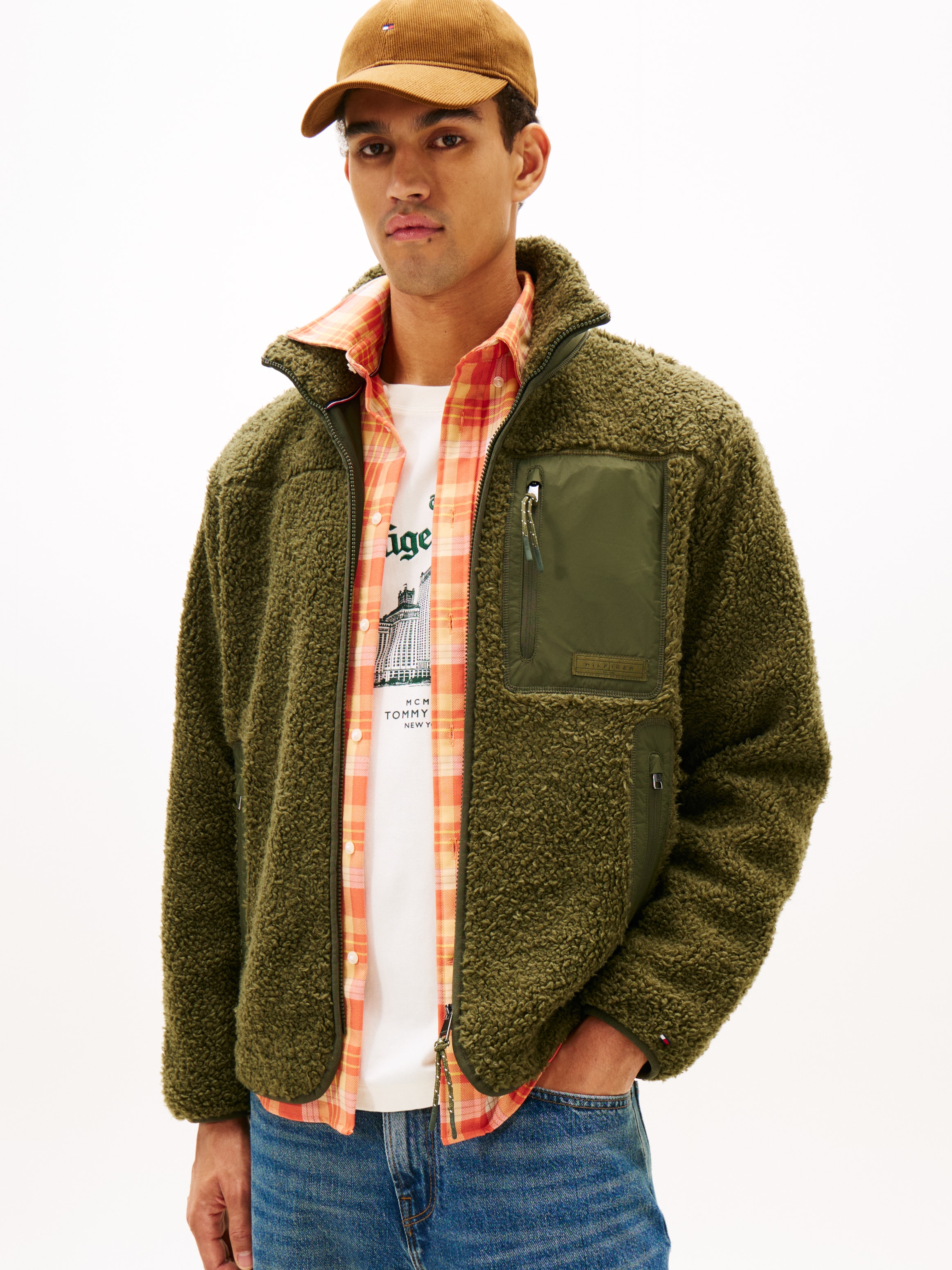 Image of Tommy Hilfiger Sweatjacke "TEDDY FLEECE ZIP THROUGH" Übergangsjacke Herbstjacke Teddy Plüsch Soft Jacke