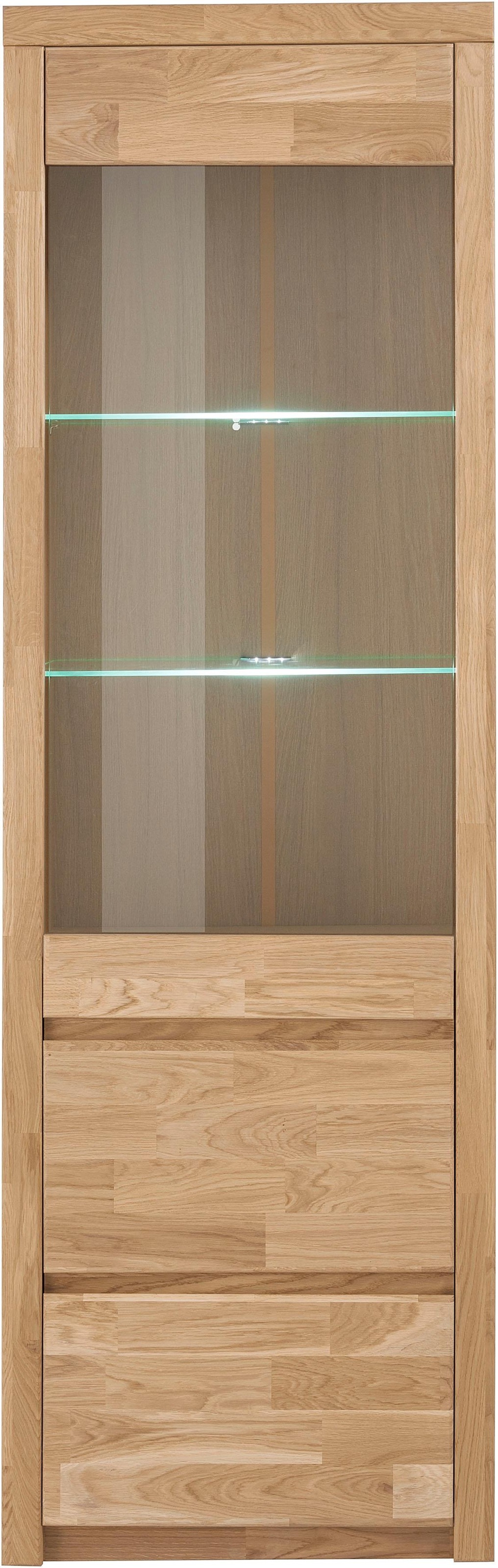 Image of GOODproduct Vitrine "SILKEBORG75, Tür mit Glaseinsatz, Türanschlag wechselbar rechts/links." B/T/H: 60/35/190cm, Eiche teilmassiv geölt, 5 Fächer, Griffmulden