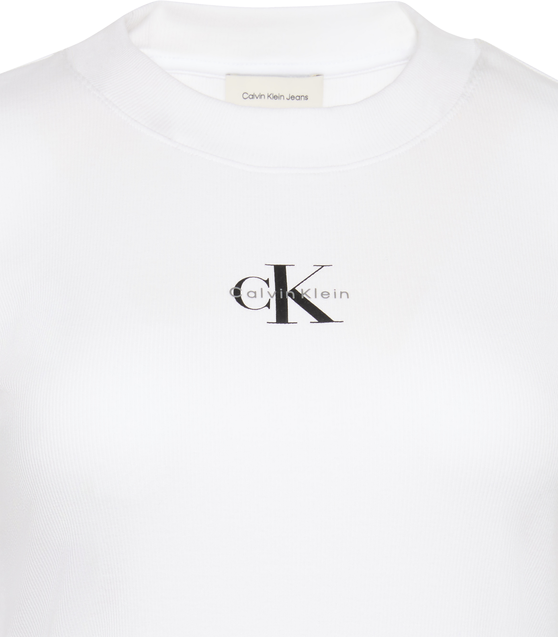 Calvin Klein Jeans Langarmshirt Rundhalsausschnitt, figurbetonte Passform, Logodruck