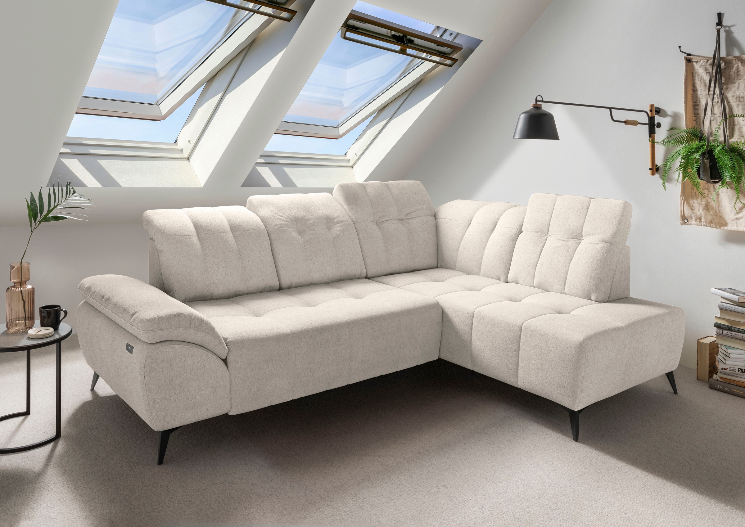 Image of Home affaire Ecksofa "Fiore modern, bequeme Armlehne, tolle Detailverarbeitung, L-Form" elektrischer Sitzvorschub und Kopfstützen höhenverstellbar