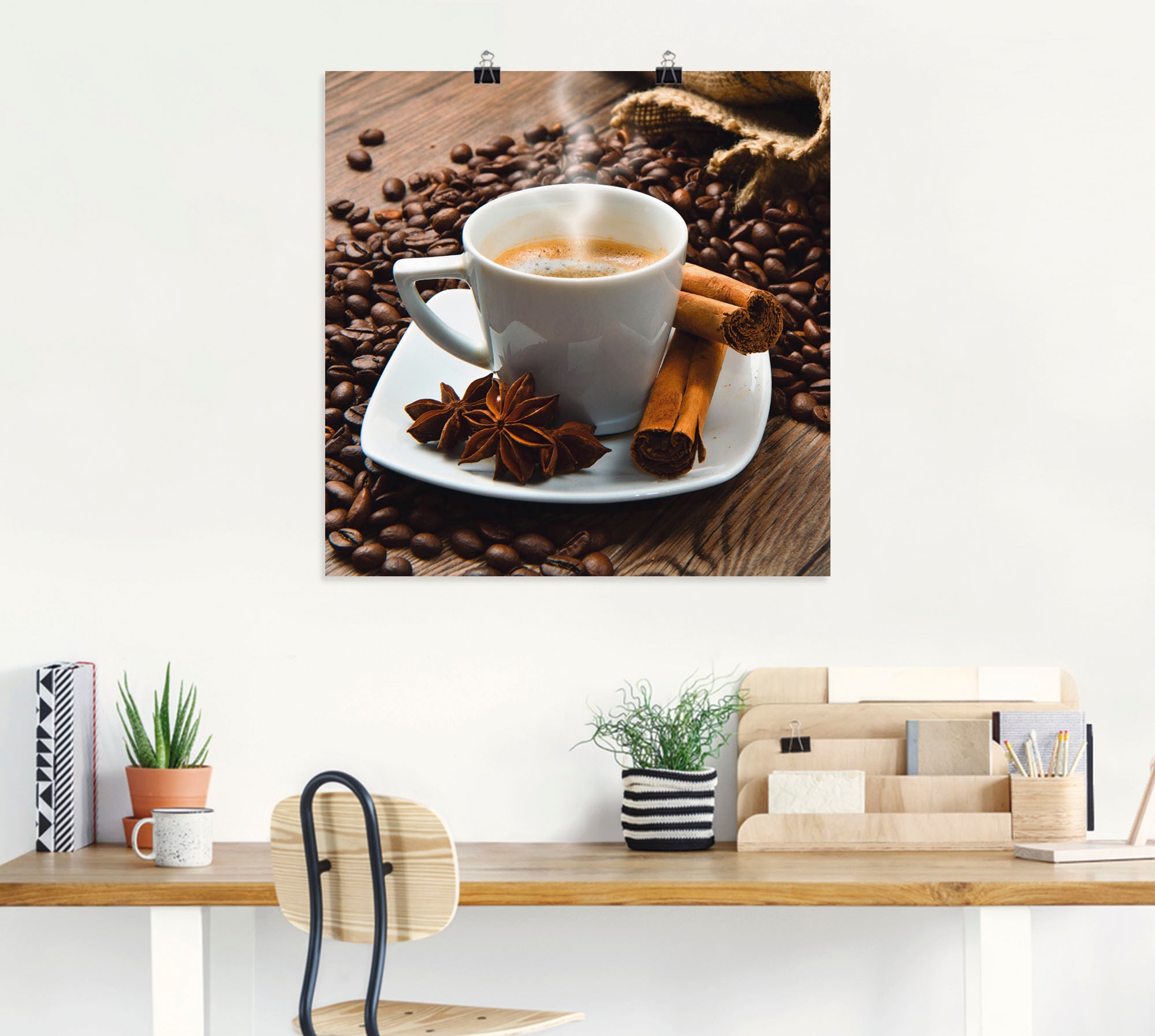Artland Wandbild »Kaffeetasse Leinensack mit Kaffeebohnen«, Getränke, (1 St.), als Leinwandbild, Poster in verschied. Grössen