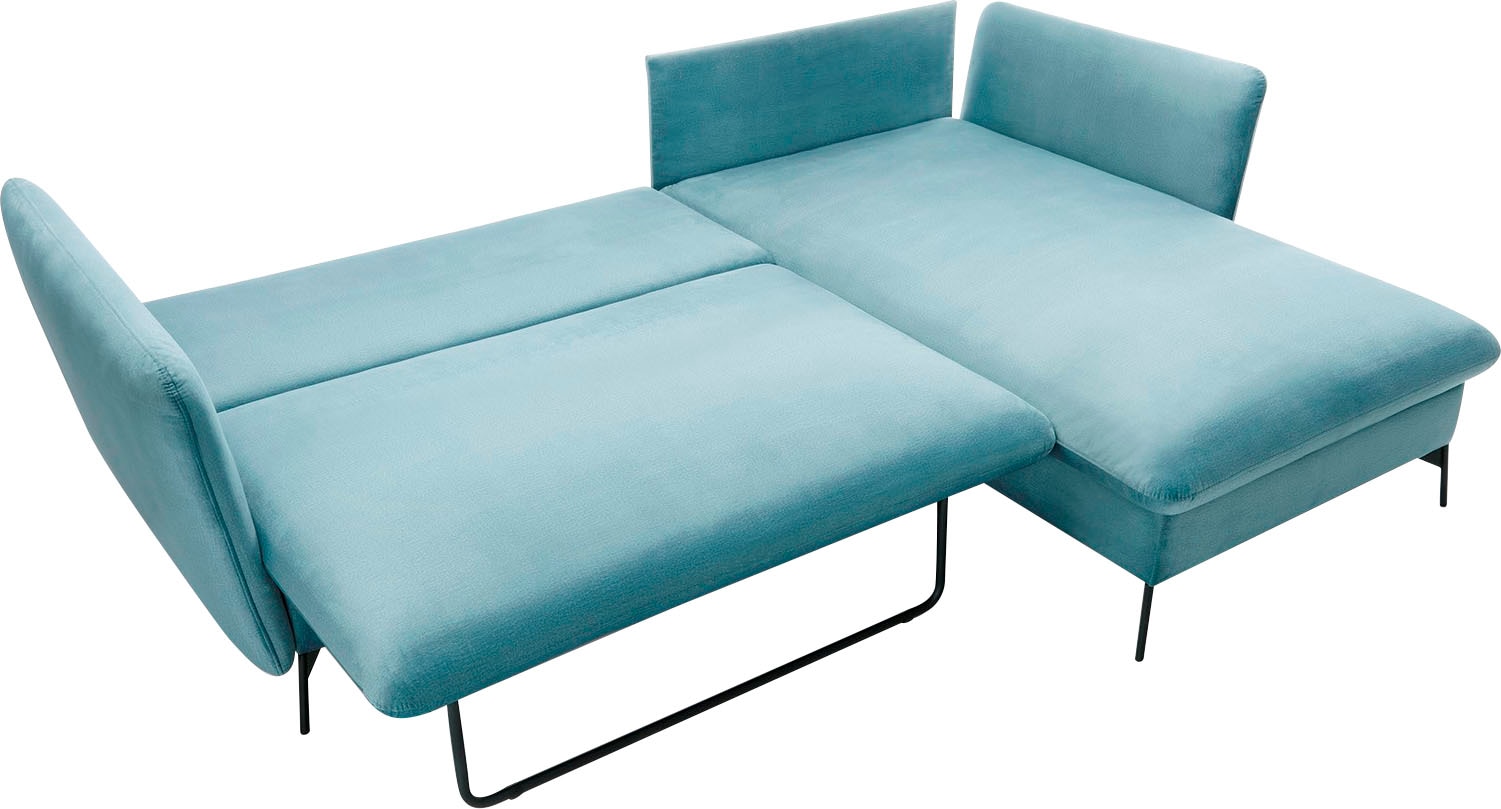 andas Ecksofa »LIVORNO,258 cm, L-Form,«, Schlaffunktion u. Bettkasten (139/224cm), Samt, Struktur, Webstoff