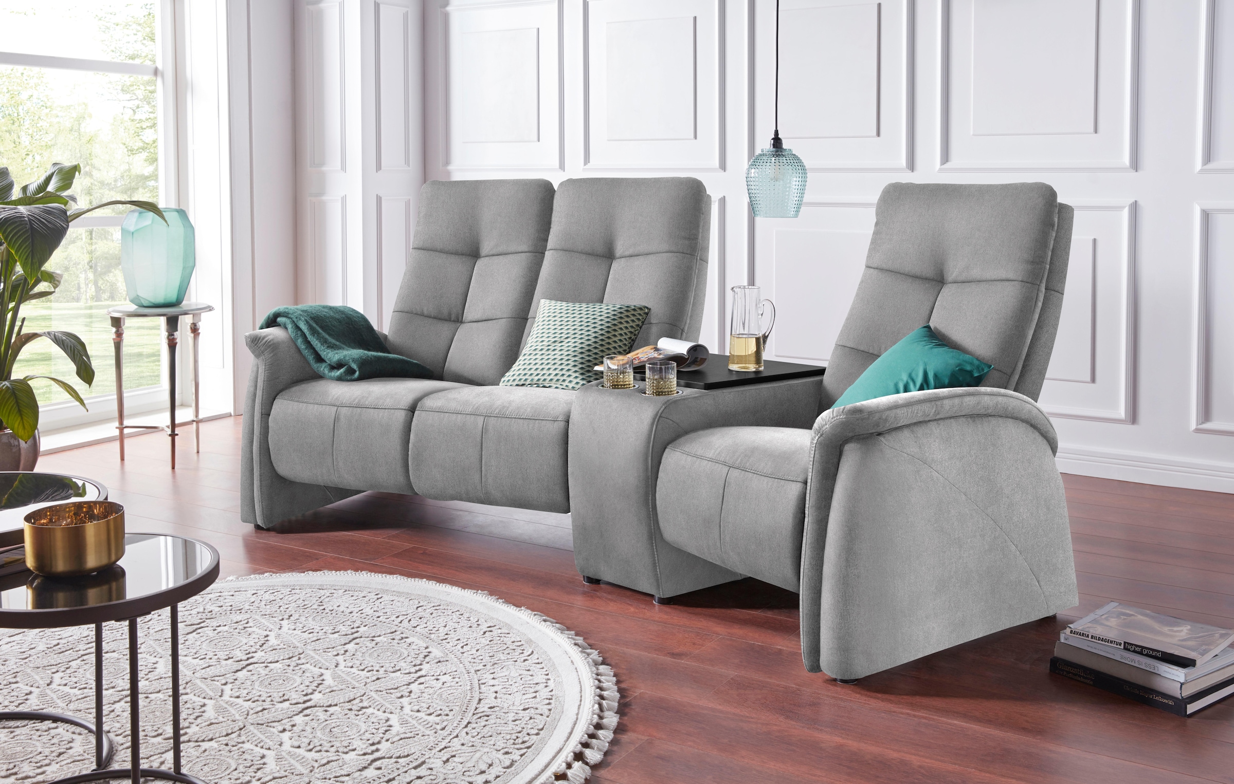 exxpo - sofa fashion 3-places »Tivoli, Kinosofa mit Relaxfunktion, mit Ablagetisch und Stauraum« confortable, dossier haut