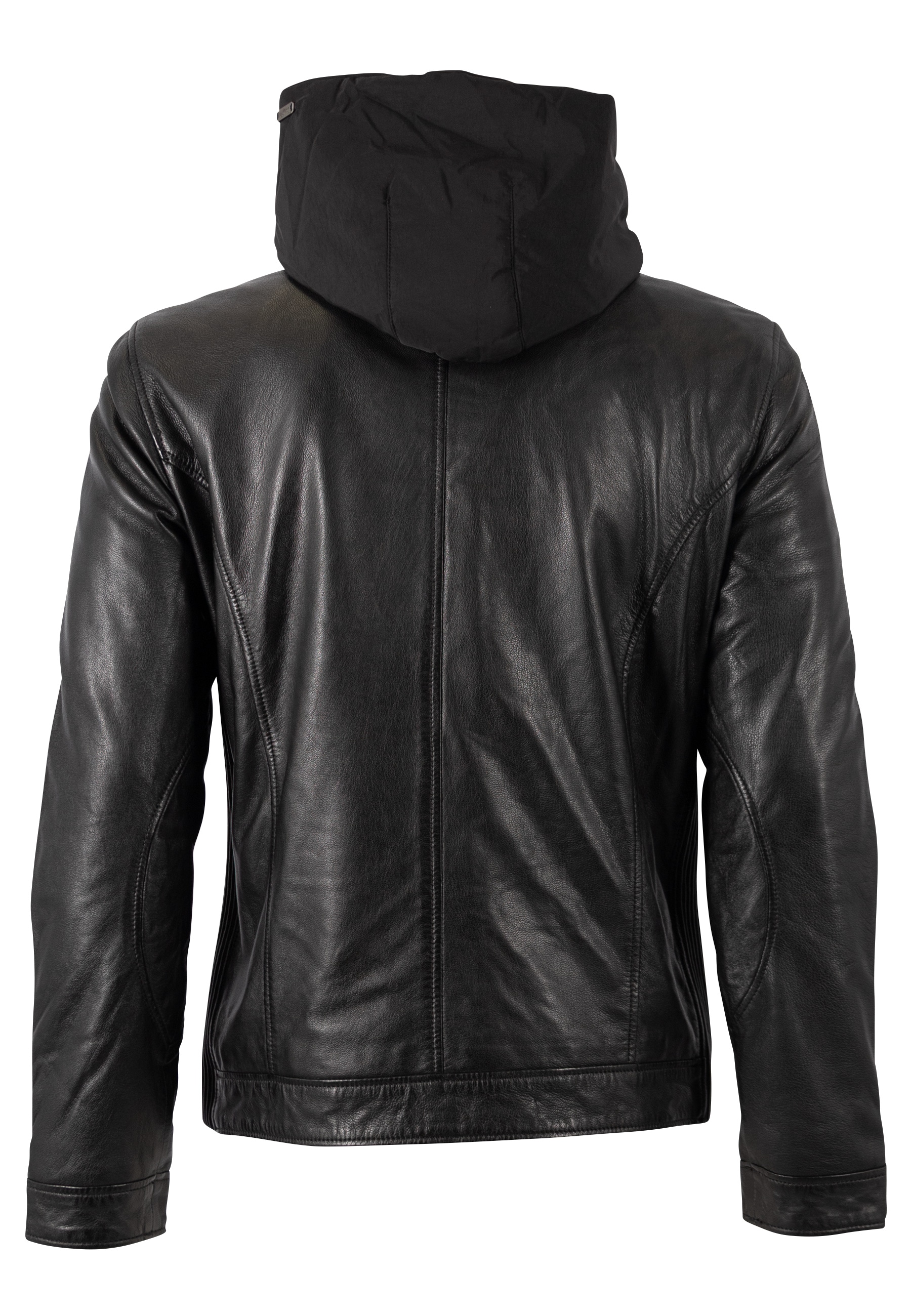 Mauritius Veste en cuir »MMHocki« style biker avec capuche en nylon