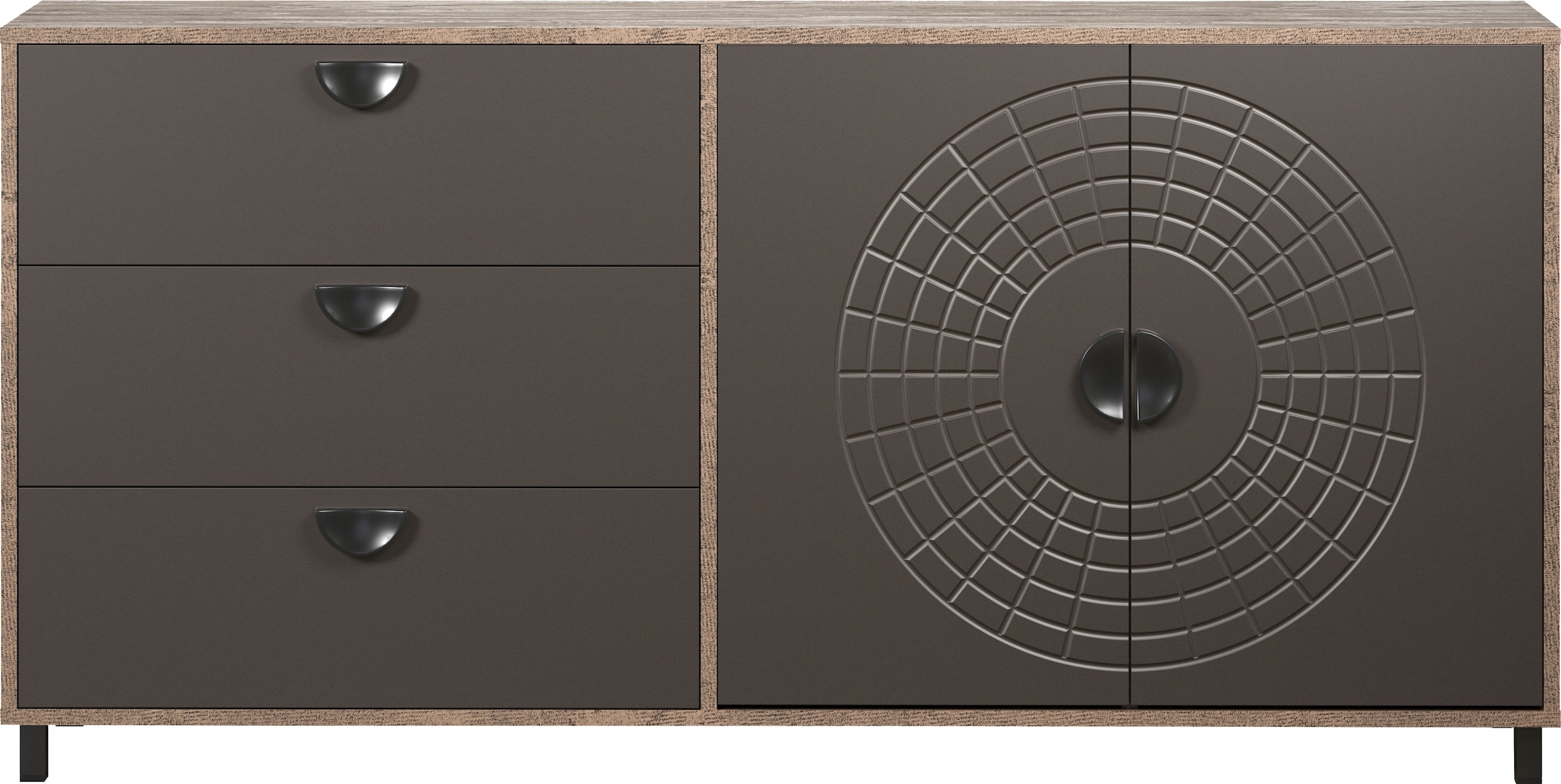 INOSIGN Sideboard »Fusion« 1 Stk. tlg. Kommode mit markantem Kreismuster - Antikoptik - (B/T/H) 176/42/86 cm