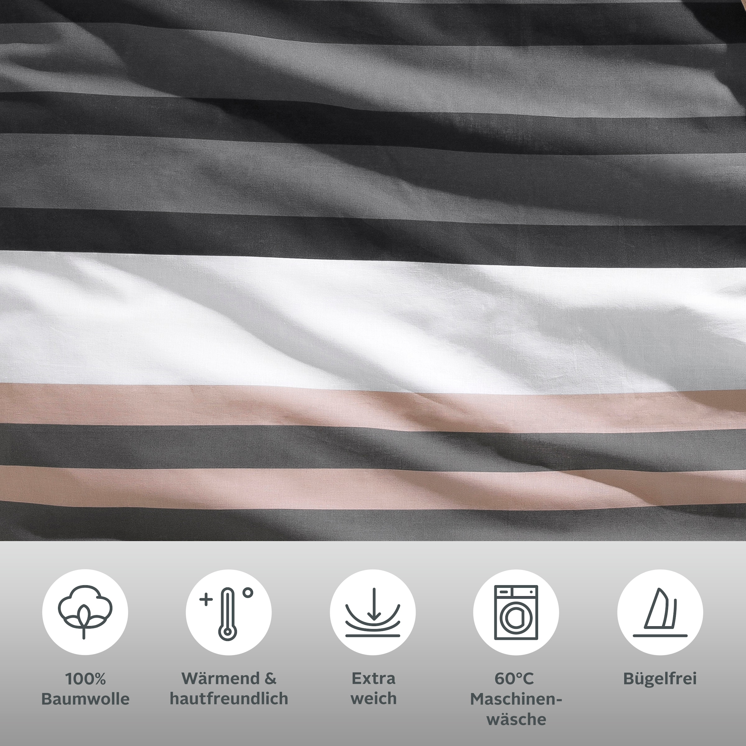 H.I.S Bettwäsche »Majoran« 2 Stk. gestreifte Bettwäsche in verschiedenen Qualitäten