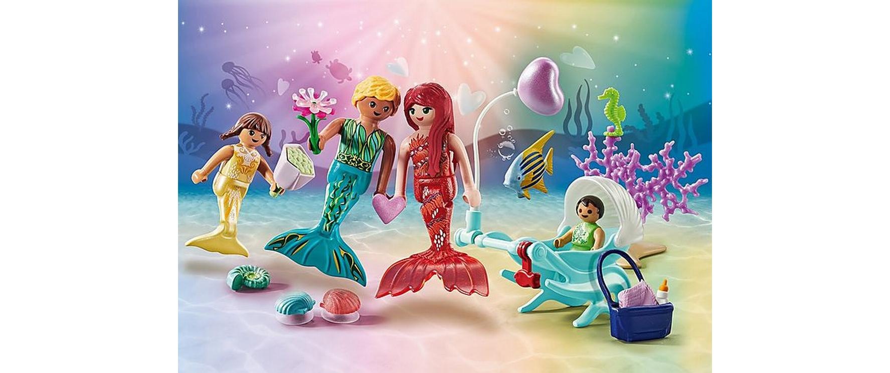 Playmobil® Spielbausteine »Princess Magic Liebevolle Meerjungfrauenfamilie 71469«, (30 St.)