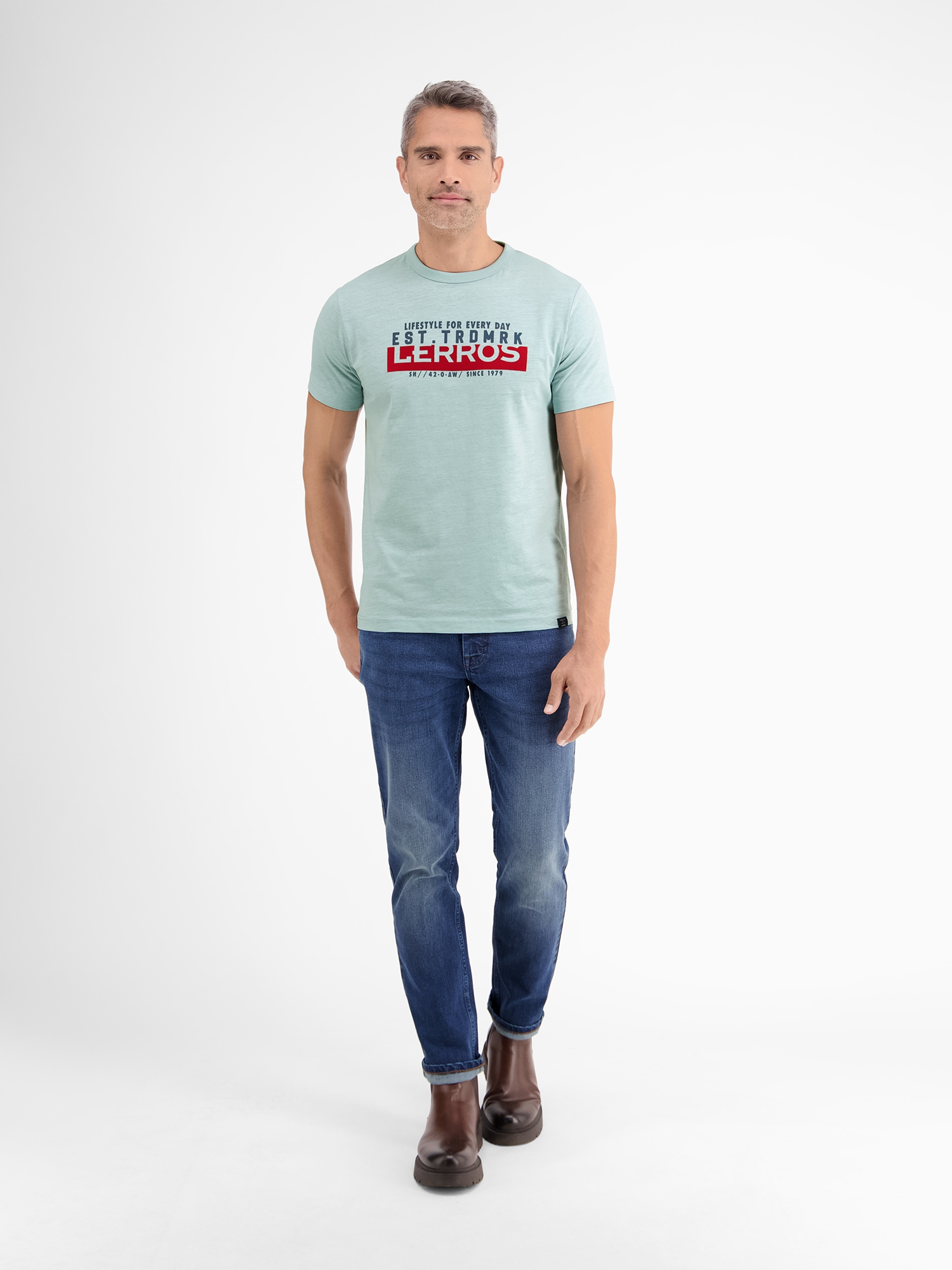 LERROS T-Shirt »Unifarbenes T-Shirt mit Print«