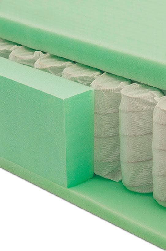 grüne betten Lit boxspring »Ella« mit Tonnentaschenfederkern-Matratze, Topper und Zierkissen, 100% vegan