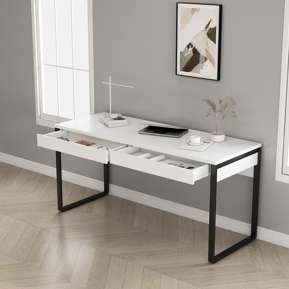 GOODproduct Bureau »Moid, Computertisch im modernen Design,« largeur 120/140/160 cm, avec pieds en métal et tiroir