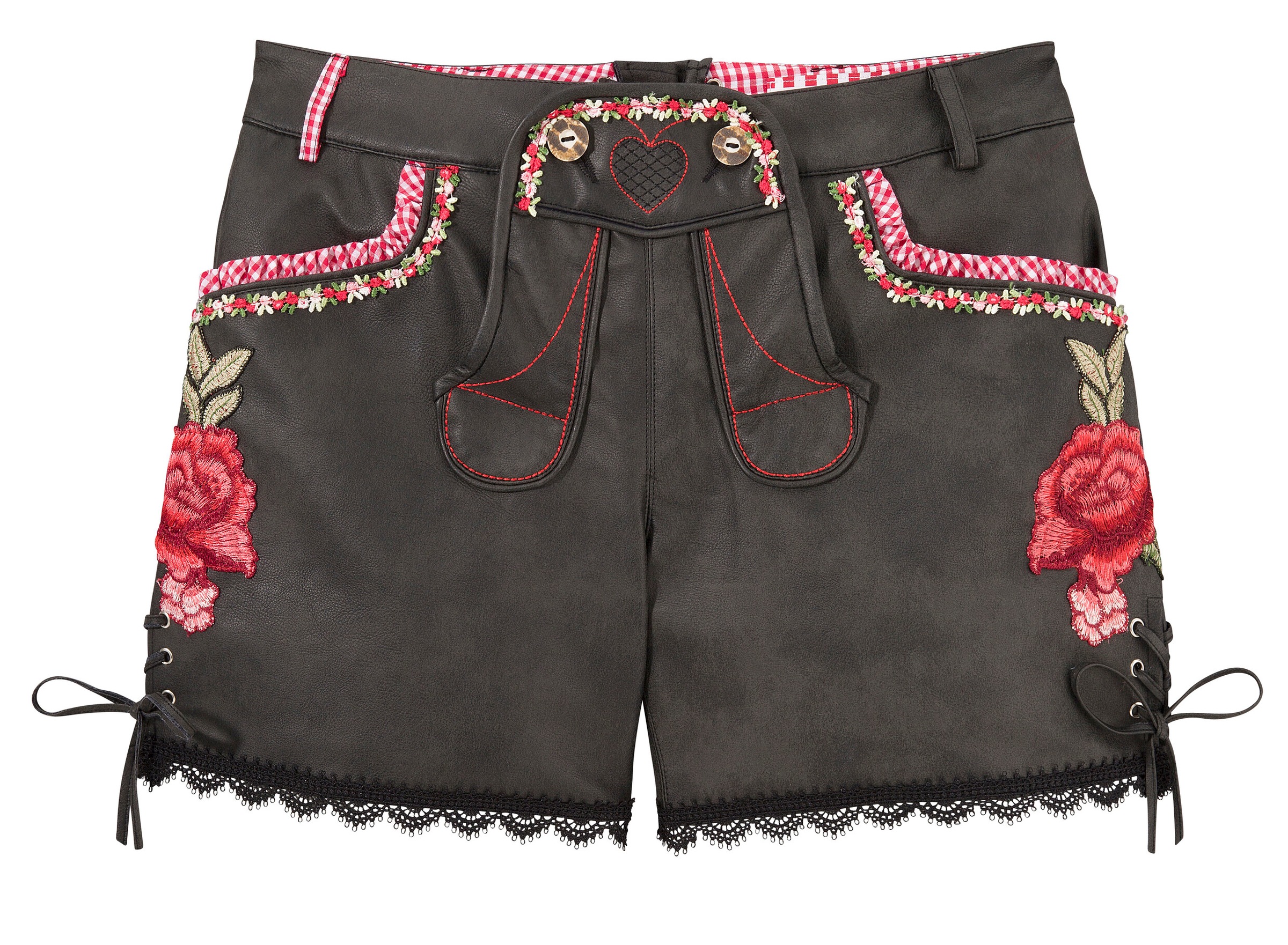 Image of Andreas Gabalier Kollektion Trachtenlederhose, kurz Damen mit Stickerei und Bänderschnürung bei Ackermann Versand Schweiz